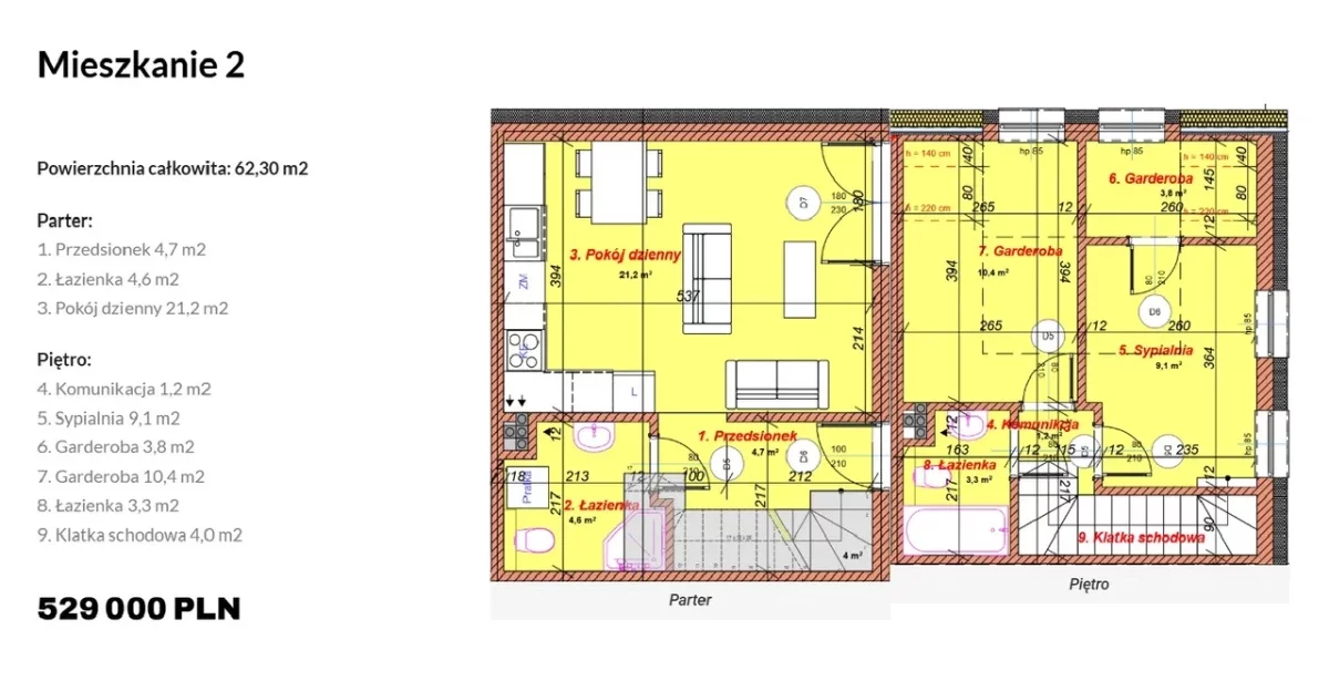 3 pokoje, mieszkanie 62,00 m², parter, oferta nr , 833386, Pobiedziska