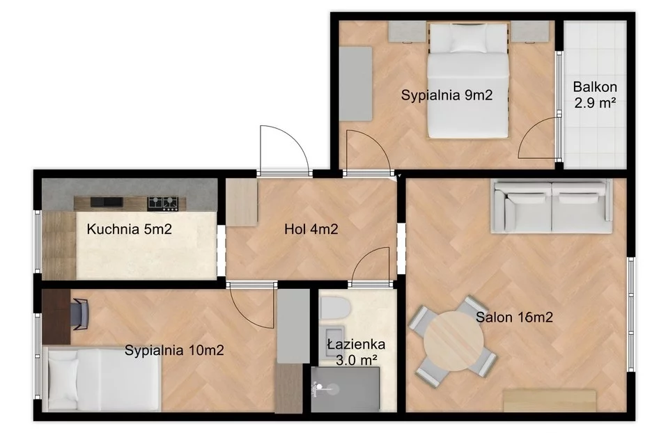 3 pokoje, mieszkanie 47,00 m², piętro 1, oferta nr , 834286, Warszawa, Mokotów, Mokotów, Służewiec