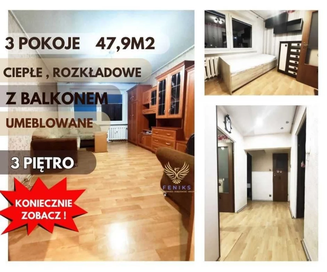 Mieszkanie trzypokojowe 48,00 m², Choszczno, Władysława Jagiełły, Sprzedaż