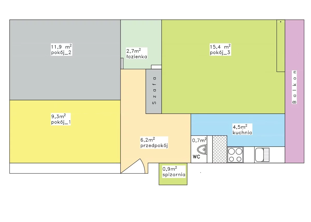 Mieszkanie trzypokojowe 51,00 m², Warszawa, Wola, Smocza, Wynajem