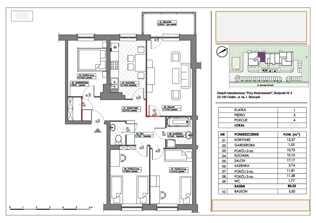 Mieszkanie na sprzedaż, 80,00 m², 4 pokoje, 3 piętro, oferta nr 830807