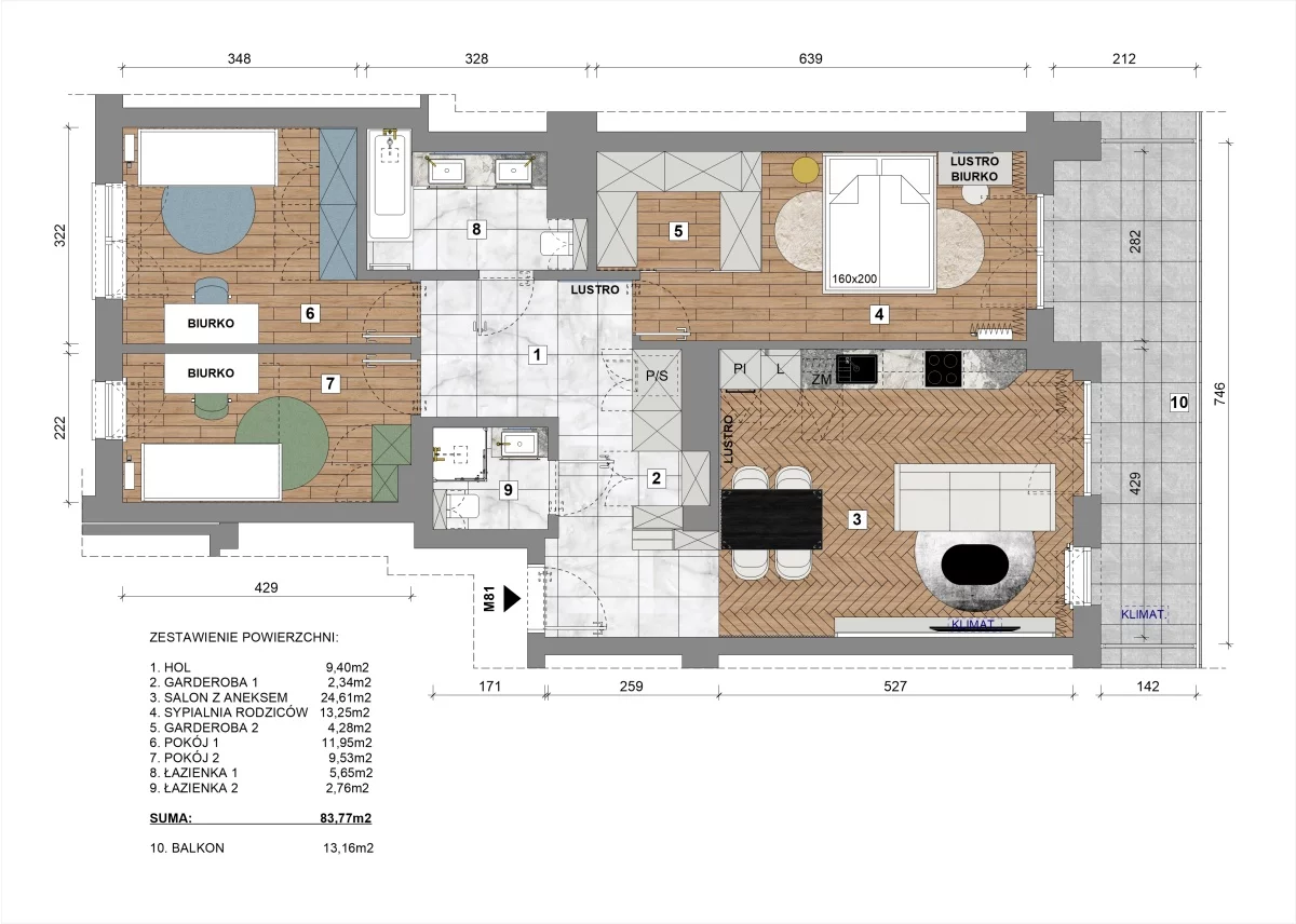 4 pokoje, mieszkanie 84,00 m², piętro 7, oferta nr , 833952, Kraków, Podgórze, Mierzeja Wiślana