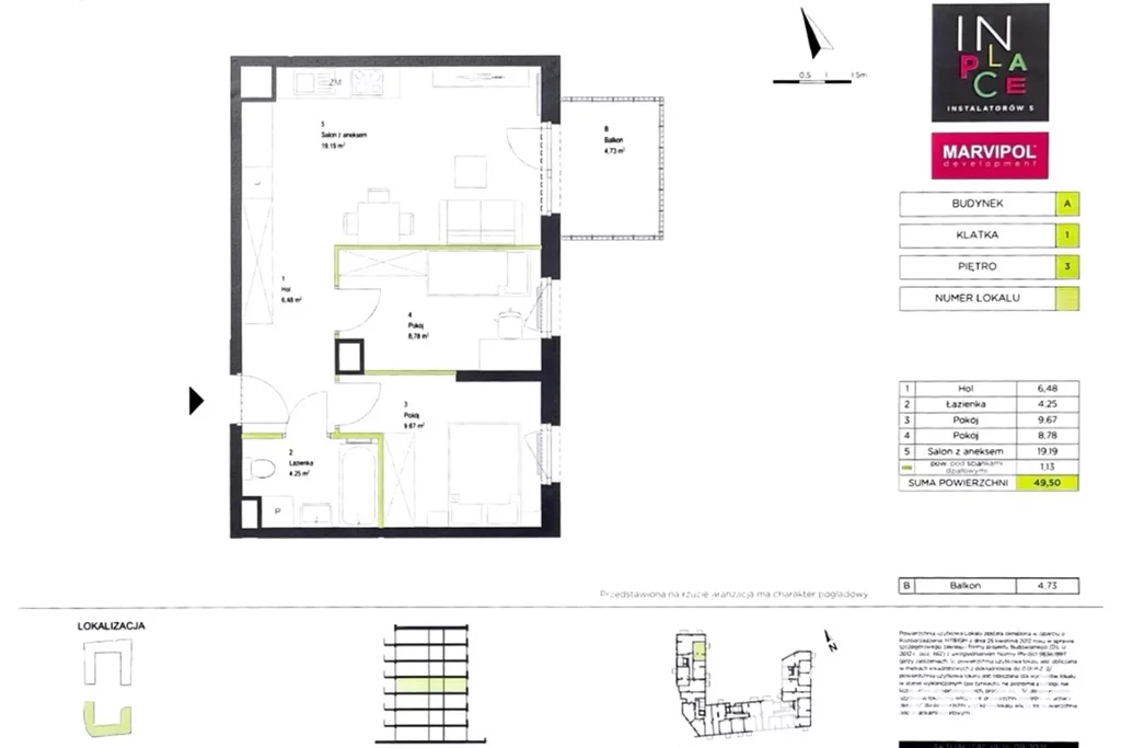 Mieszkanie trzypokojowe 49,50 m², Warszawa, Włochy, Instalatorów, Sprzedaż