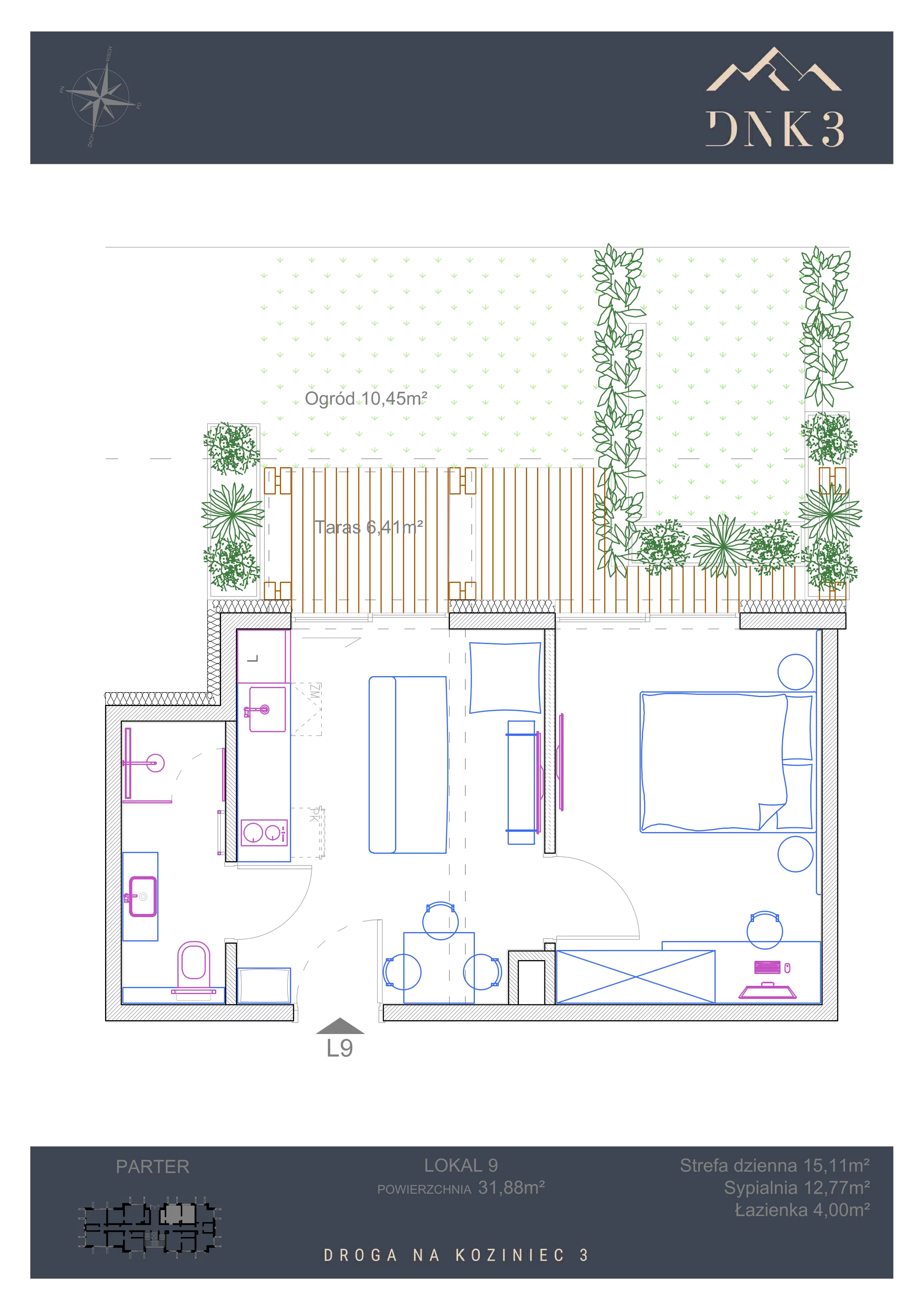 Apartament 31,88 m², parter, oferta nr L9, Apartamenty DNK3, Zakopane, Koziniec, ul. Droga Na Koziniec 3