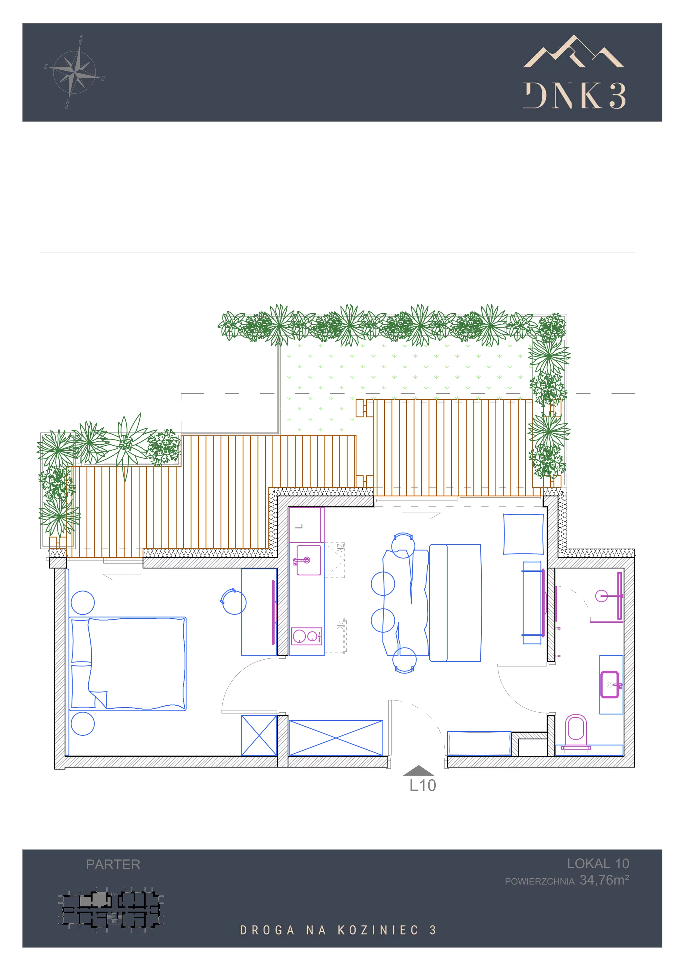 Apartament 34,76 m², parter, oferta nr L10, Apartamenty DNK3, Zakopane, Koziniec, ul. Droga Na Koziniec 3