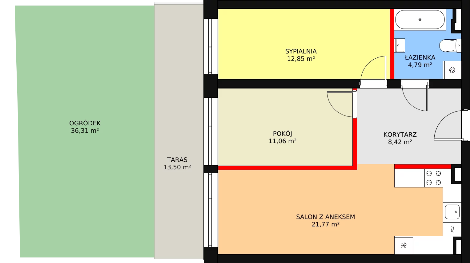 Mieszkanie 58,89 m², parter, oferta nr 5, Bednarska 4, Łódź, Górna, ul. Bednarska 4