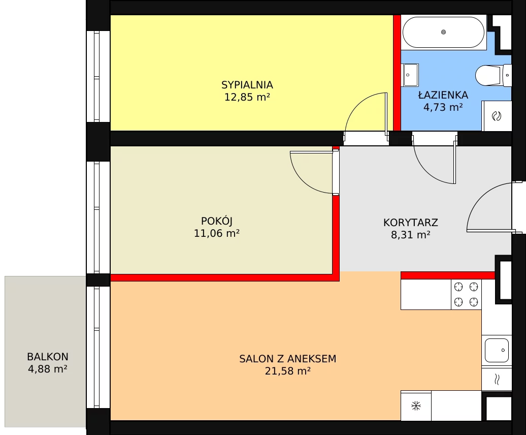 Mieszkanie 58,53 m², piętro 2, oferta nr 20, Bednarska 4, Łódź, Górna, ul. Bednarska 4