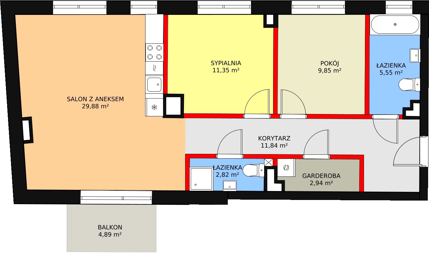 Mieszkanie 74,23 m², piętro 2, oferta nr 22, Bednarska 4, Łódź, Górna, ul. Bednarska 4