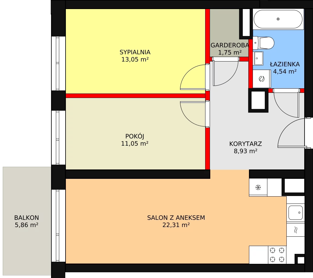 Mieszkanie 61,63 m², piętro 3, oferta nr 30, Bednarska 4, Łódź, Górna, ul. Bednarska 4