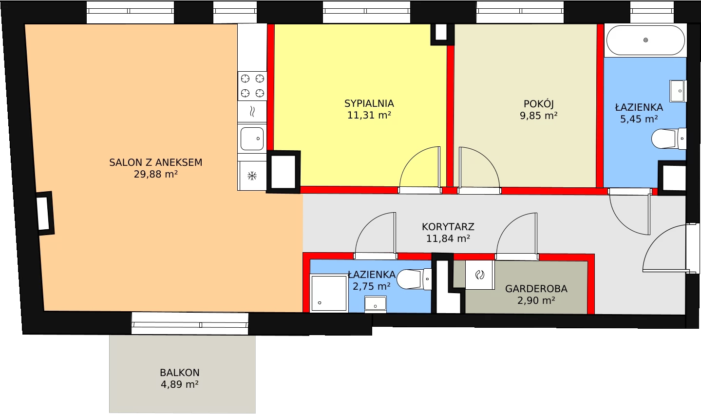 Mieszkanie 73,98 m², piętro 3, oferta nr 31, Bednarska 4, Łódź, Górna, ul. Bednarska 4