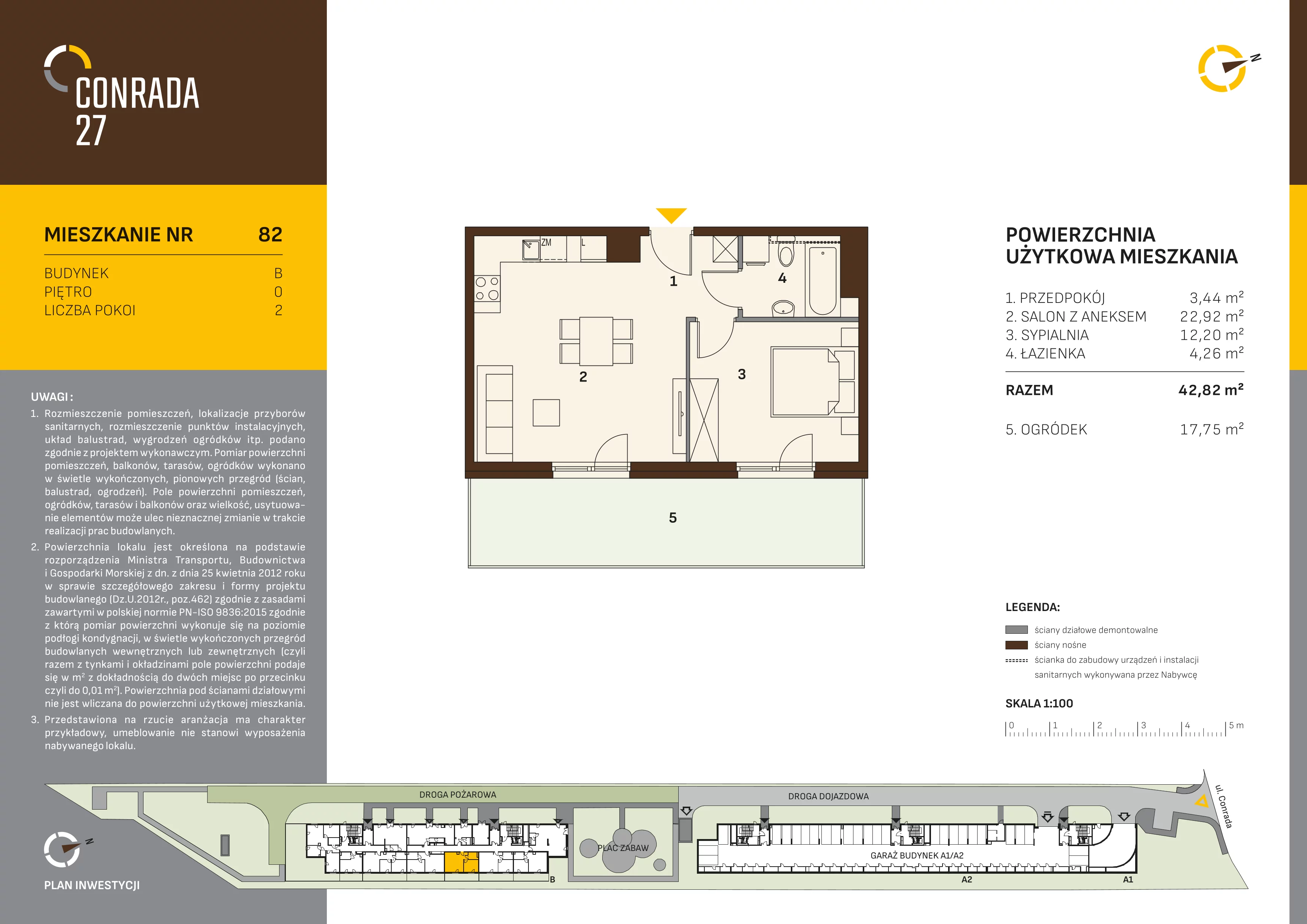 2 pokoje, mieszkanie 45,75 m², piętro 1, oferta nr 88, Conrada 27, Kraków, Prądnik Biały, Azory, ul. Conrada 27