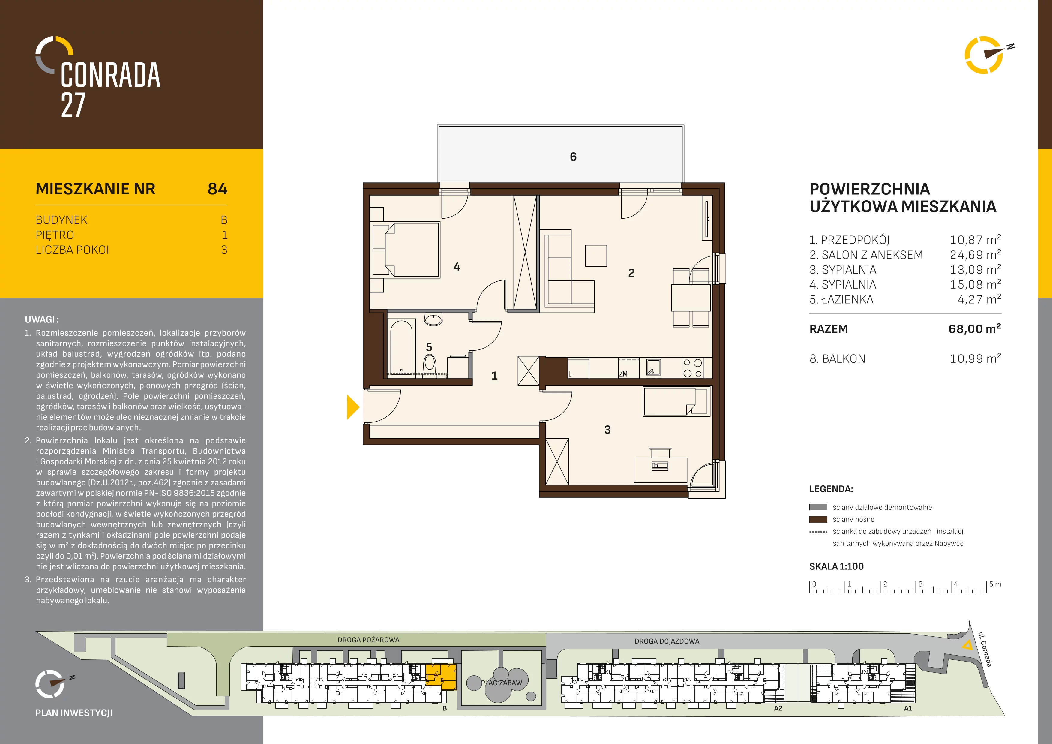 Mieszkanie 68,00 m², piętro 1, oferta nr 84, Conrada 27, Kraków, Prądnik Biały, Azory, ul. Conrada 27