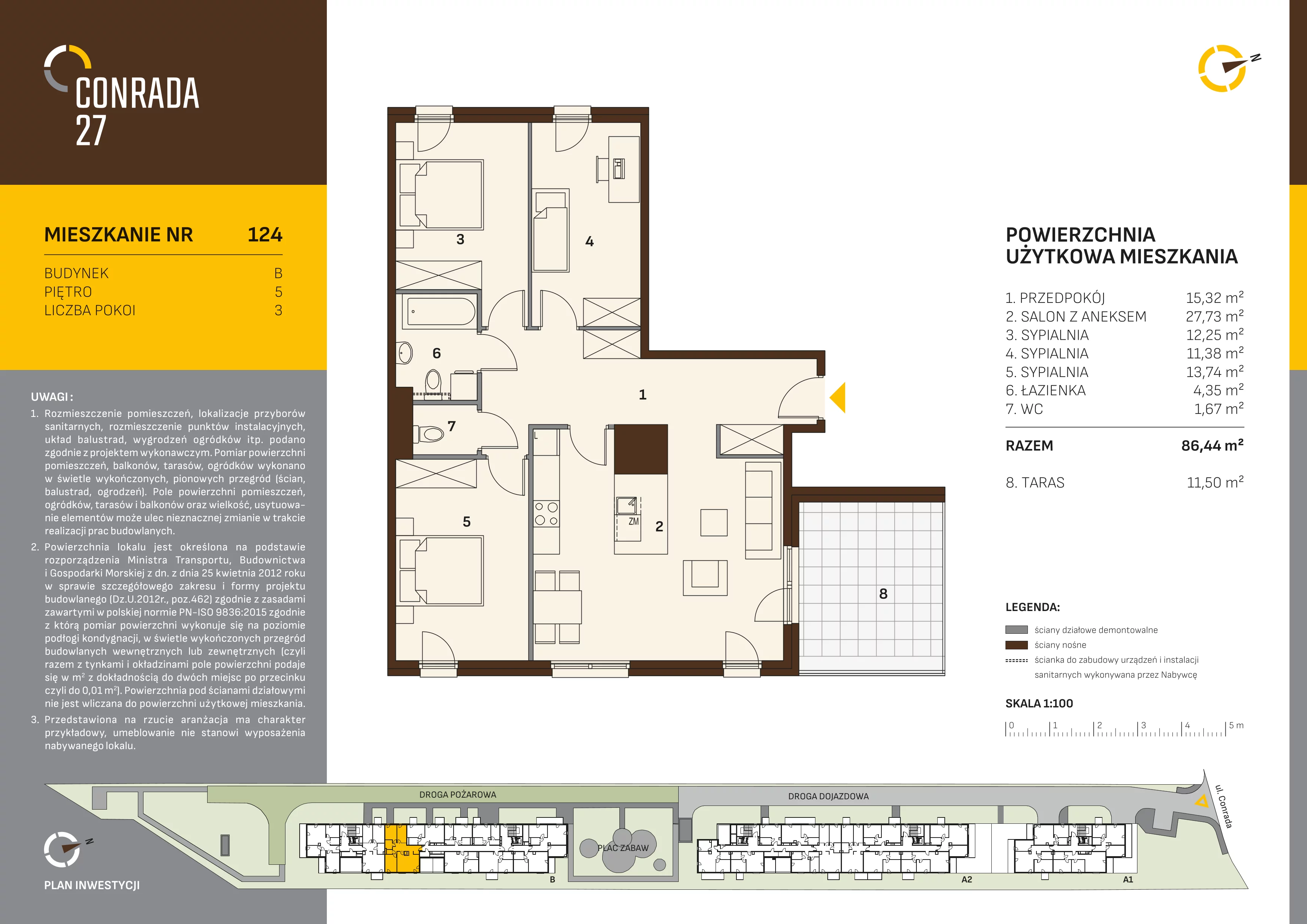 Mieszkanie 86,44 m², piętro 5, oferta nr 124, Conrada 27, Kraków, Prądnik Biały, Azory, ul. Conrada 27