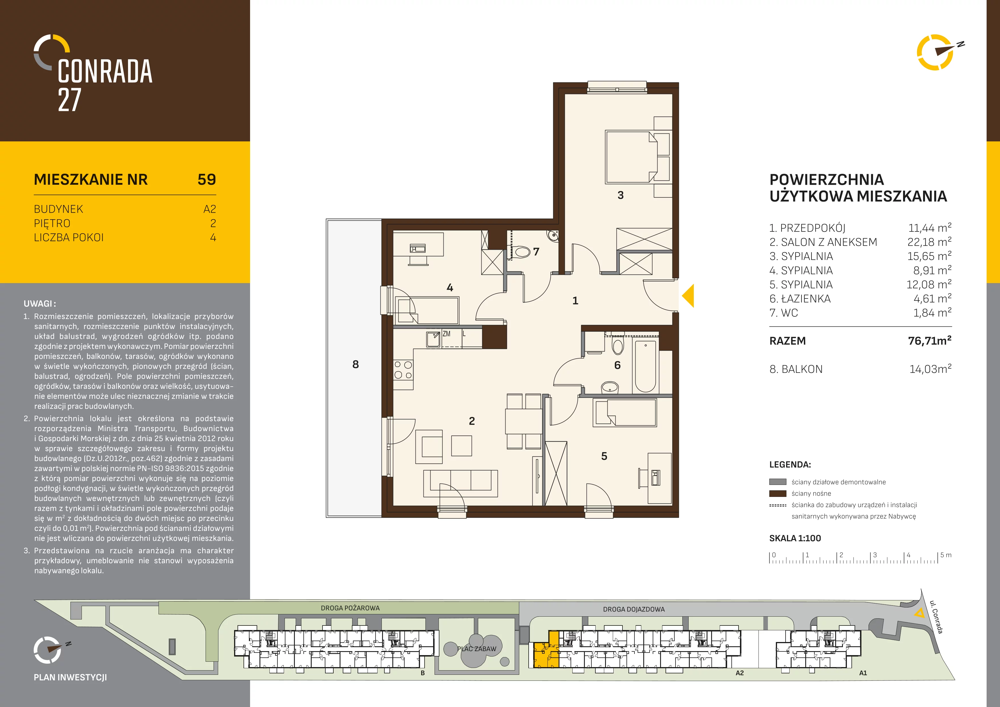 Mieszkanie 76,71 m², piętro 2, oferta nr 59, Conrada 27, Kraków, Prądnik Biały, Azory, ul. Conrada 27