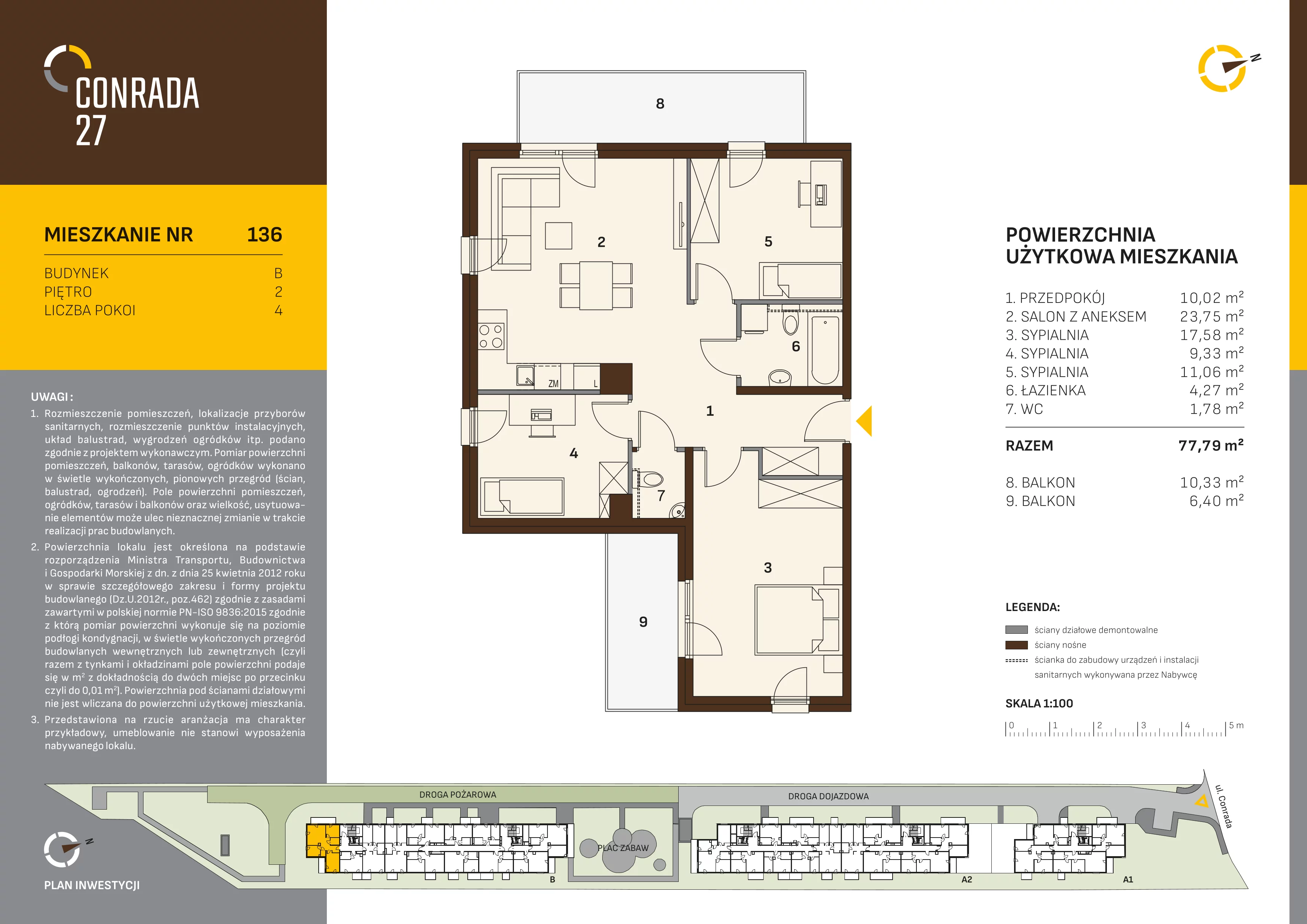 4 pokoje, mieszkanie 77,79 m², piętro 2, oferta nr 136, Conrada 27, Kraków, Prądnik Biały, Azory, ul. Conrada 27