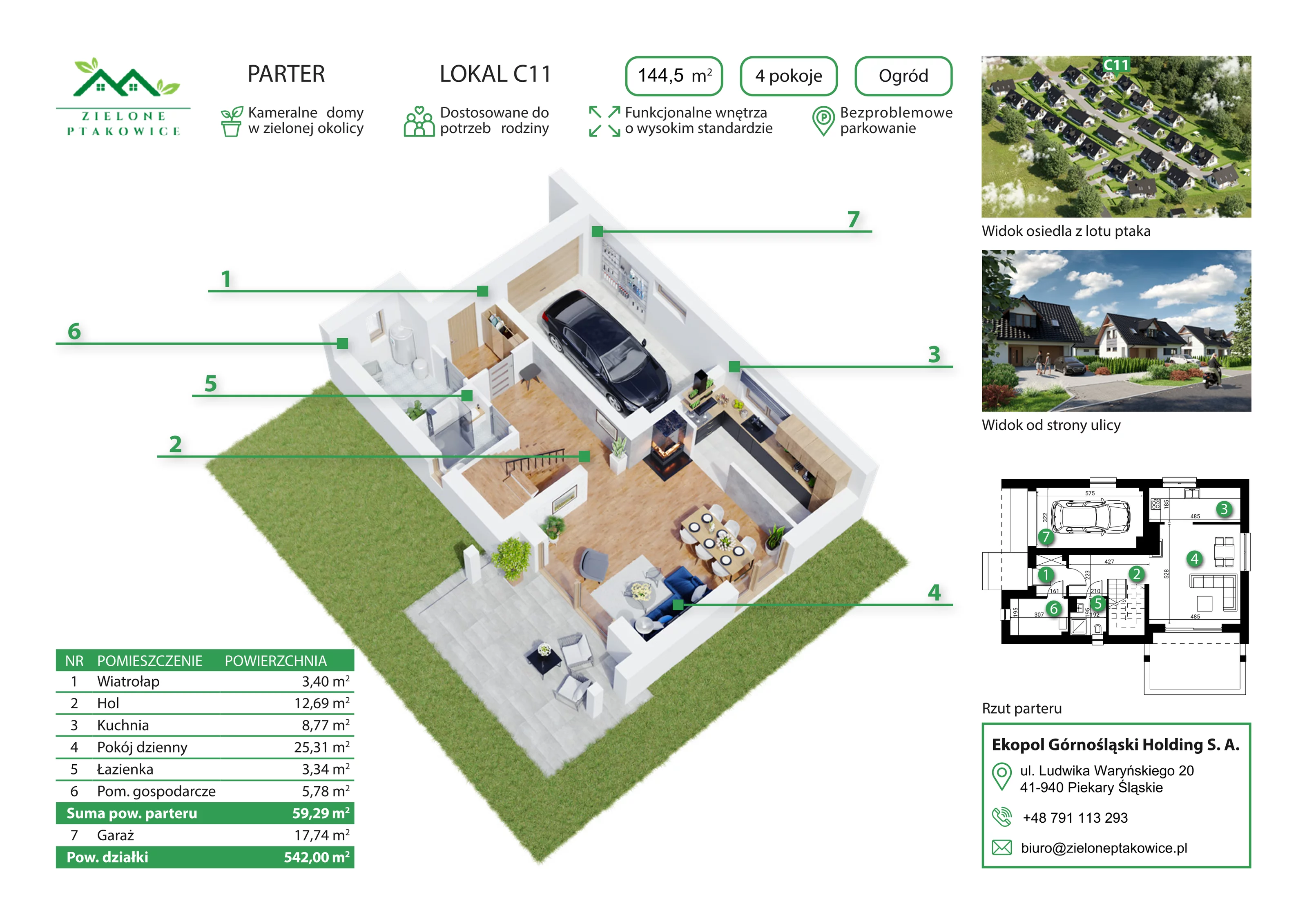 Dom 144,50 m², oferta nr C11, Zielone Ptakowice, Tarnowskie Góry, Repty Śląskie, Ptakowice ul. Reptowskiej 34