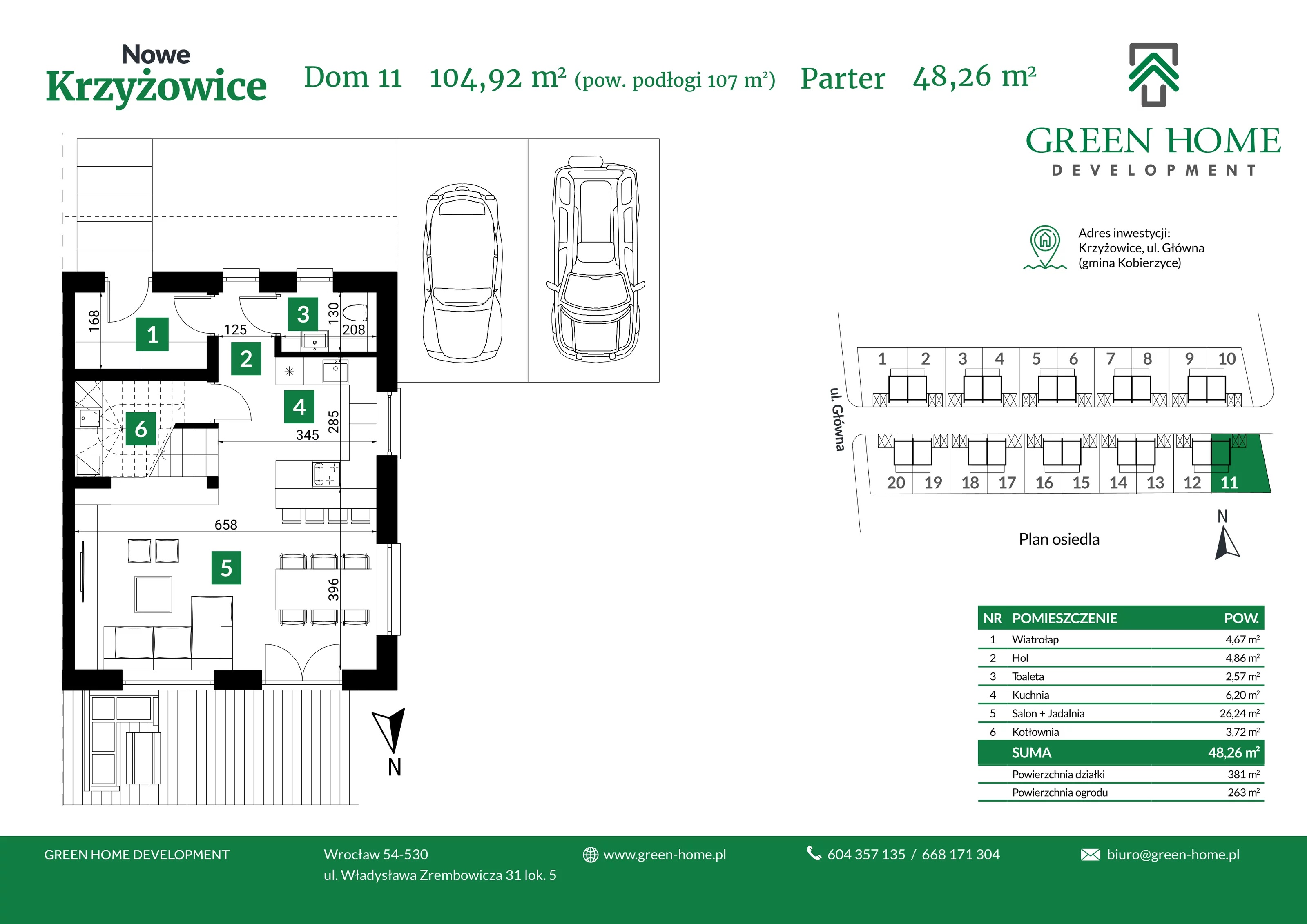 Dom 105,00 m², oferta nr 11, Nowe Krzyżowice, Krzyżowice, ul. Główna