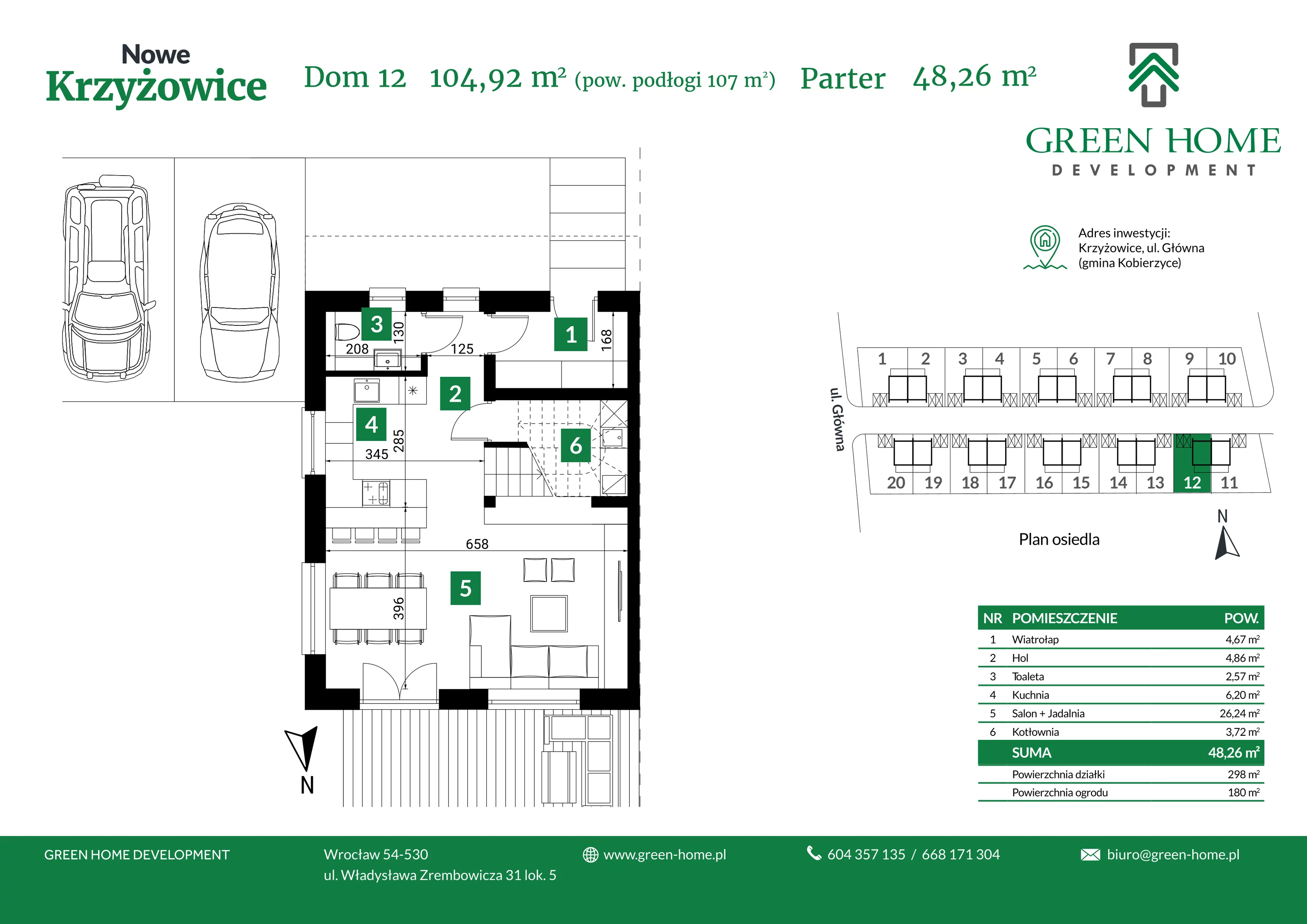 Dom 105,00 m², oferta nr 12, Nowe Krzyżowice, Krzyżowice, ul. Główna