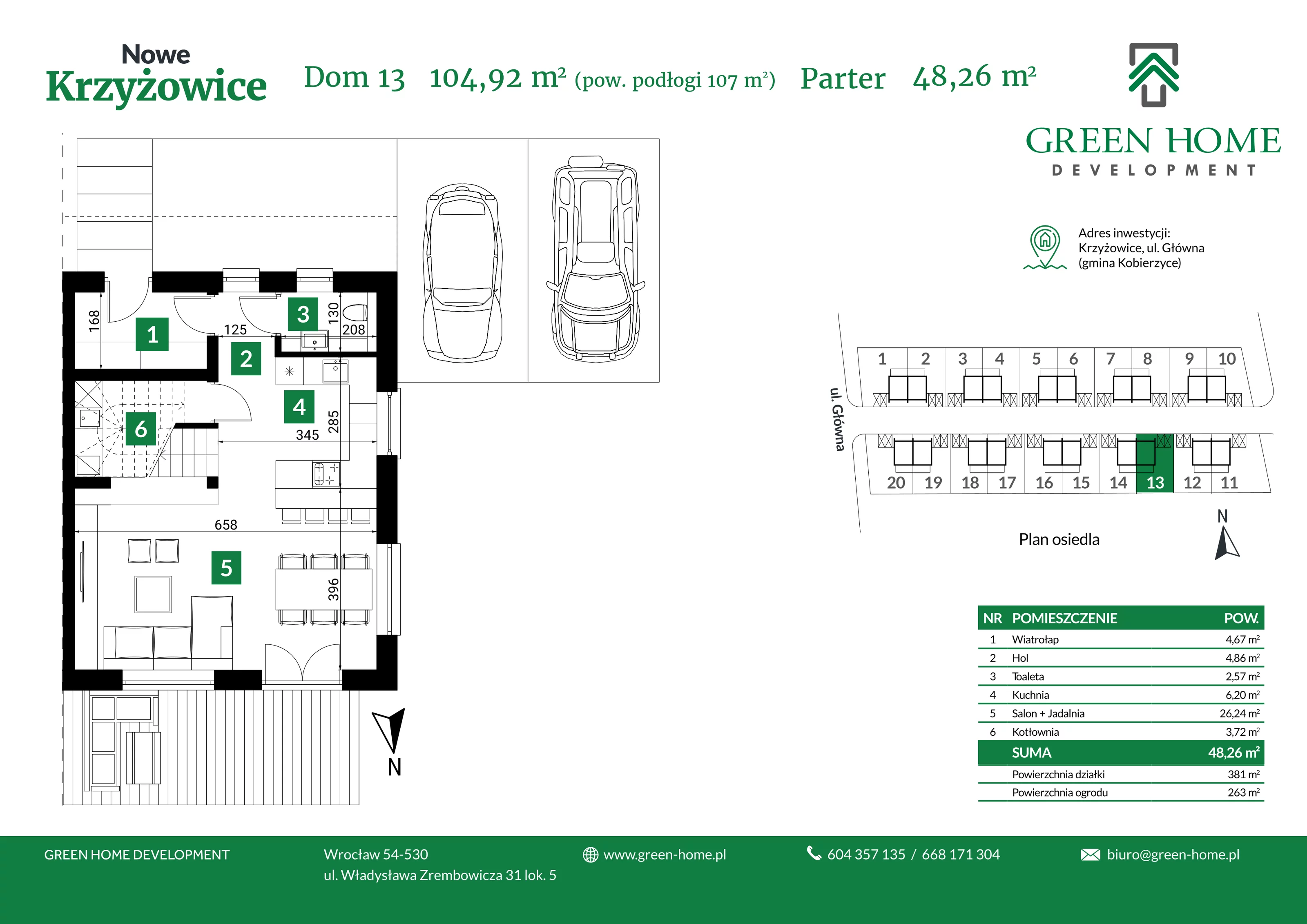 Dom 105,00 m², oferta nr 13, Nowe Krzyżowice, Krzyżowice, ul. Główna