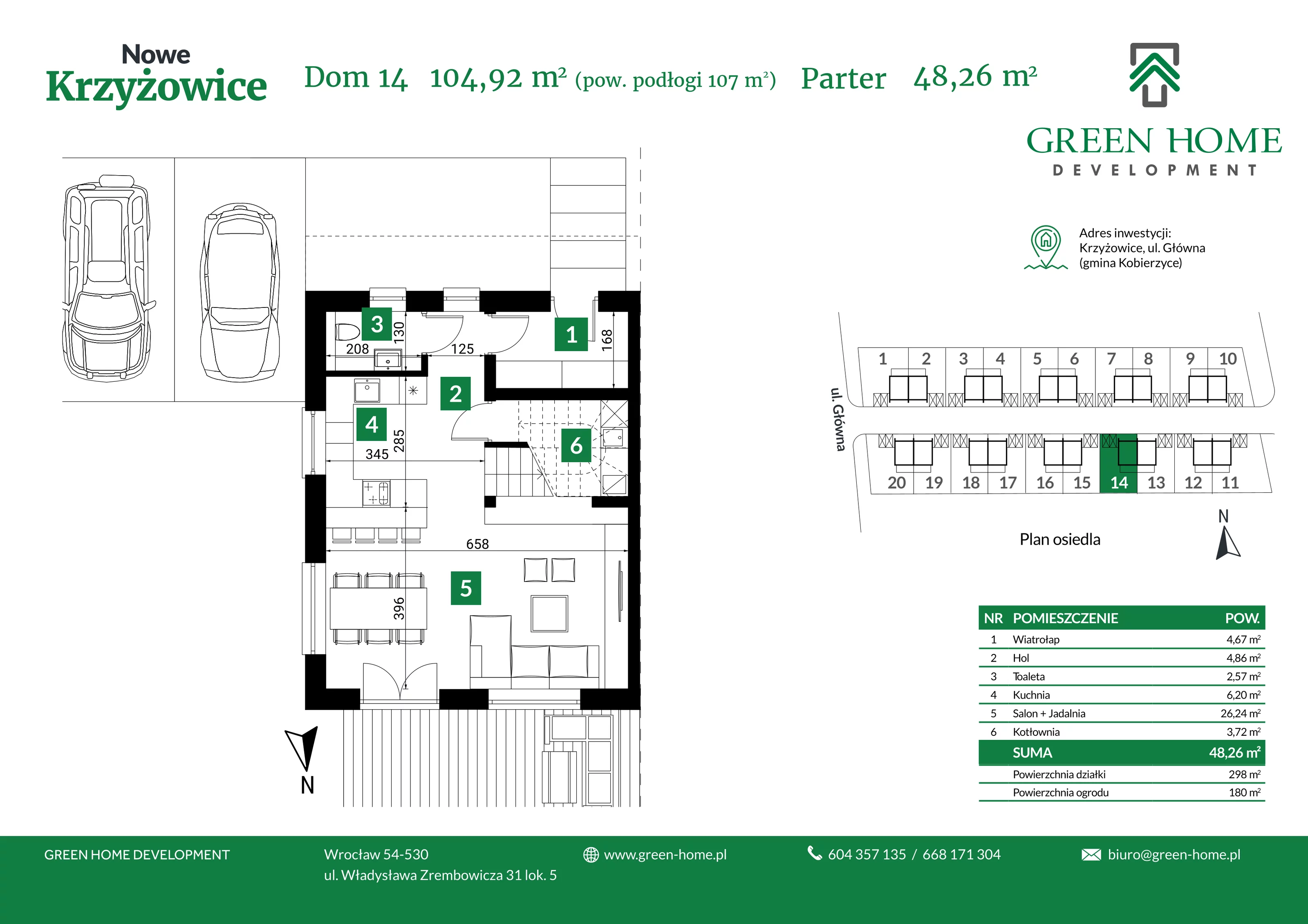 Dom 105,00 m², oferta nr 14, Nowe Krzyżowice, Krzyżowice, ul. Główna