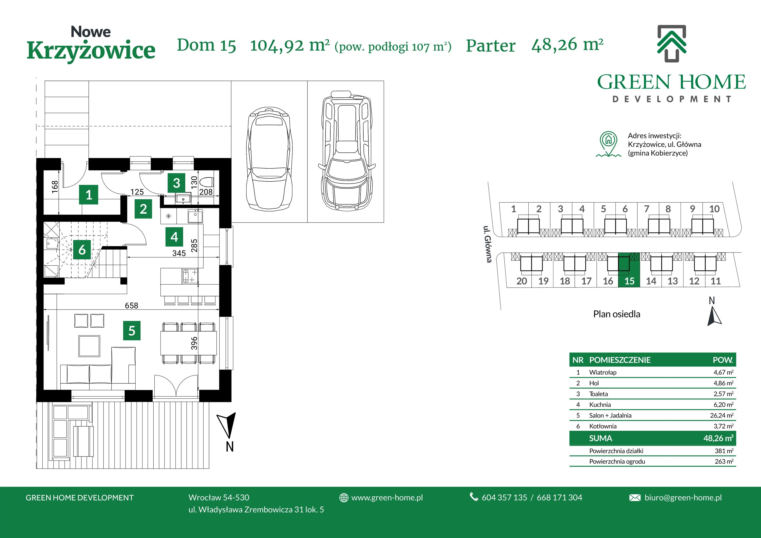 Dom 105,00 m², oferta nr 15, Nowe Krzyżowice, Krzyżowice, ul. Główna