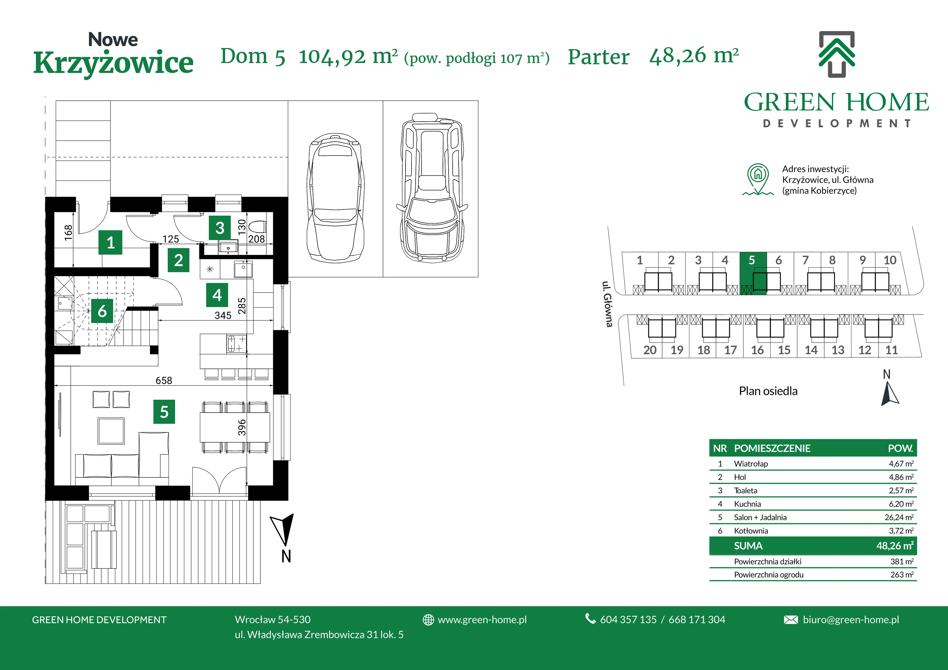 Dom 105,00 m², oferta nr 5, Nowe Krzyżowice, Krzyżowice, ul. Główna