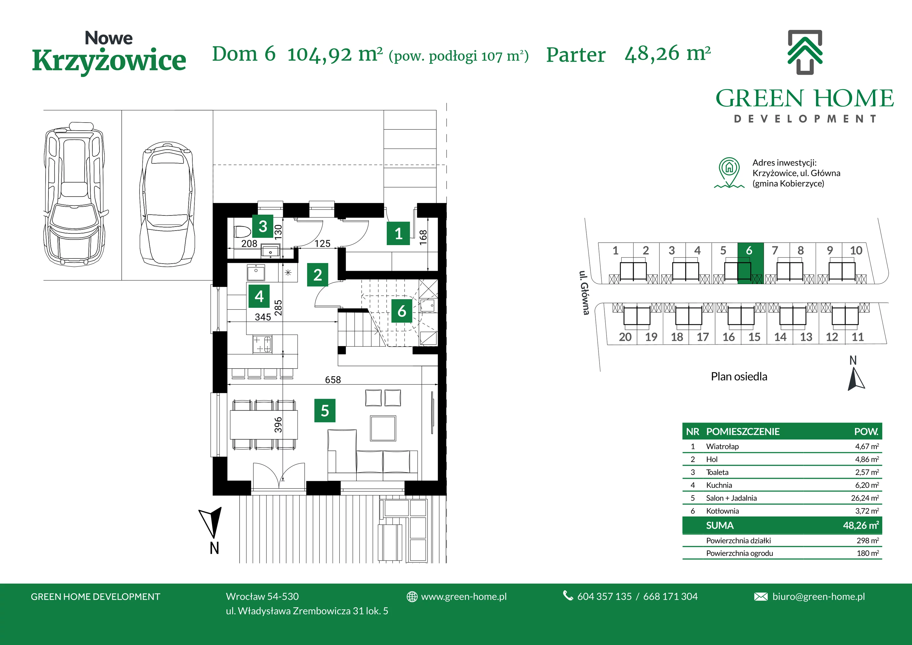 Dom 105,00 m², oferta nr 6, Nowe Krzyżowice, Krzyżowice, ul. Główna