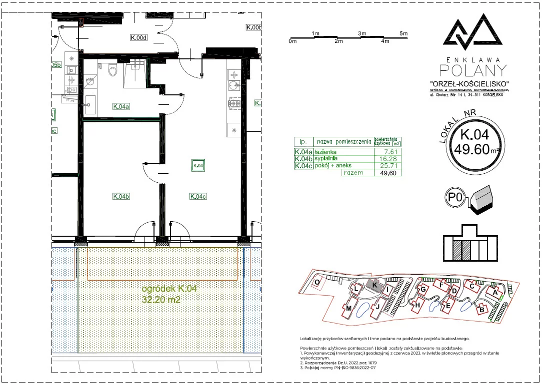 2 pokoje, apartament 49,60 m², przyziemie, oferta nr K.04, Enklawa Polany, Kościelisko, ul. Chotarz Bór 14 A-M