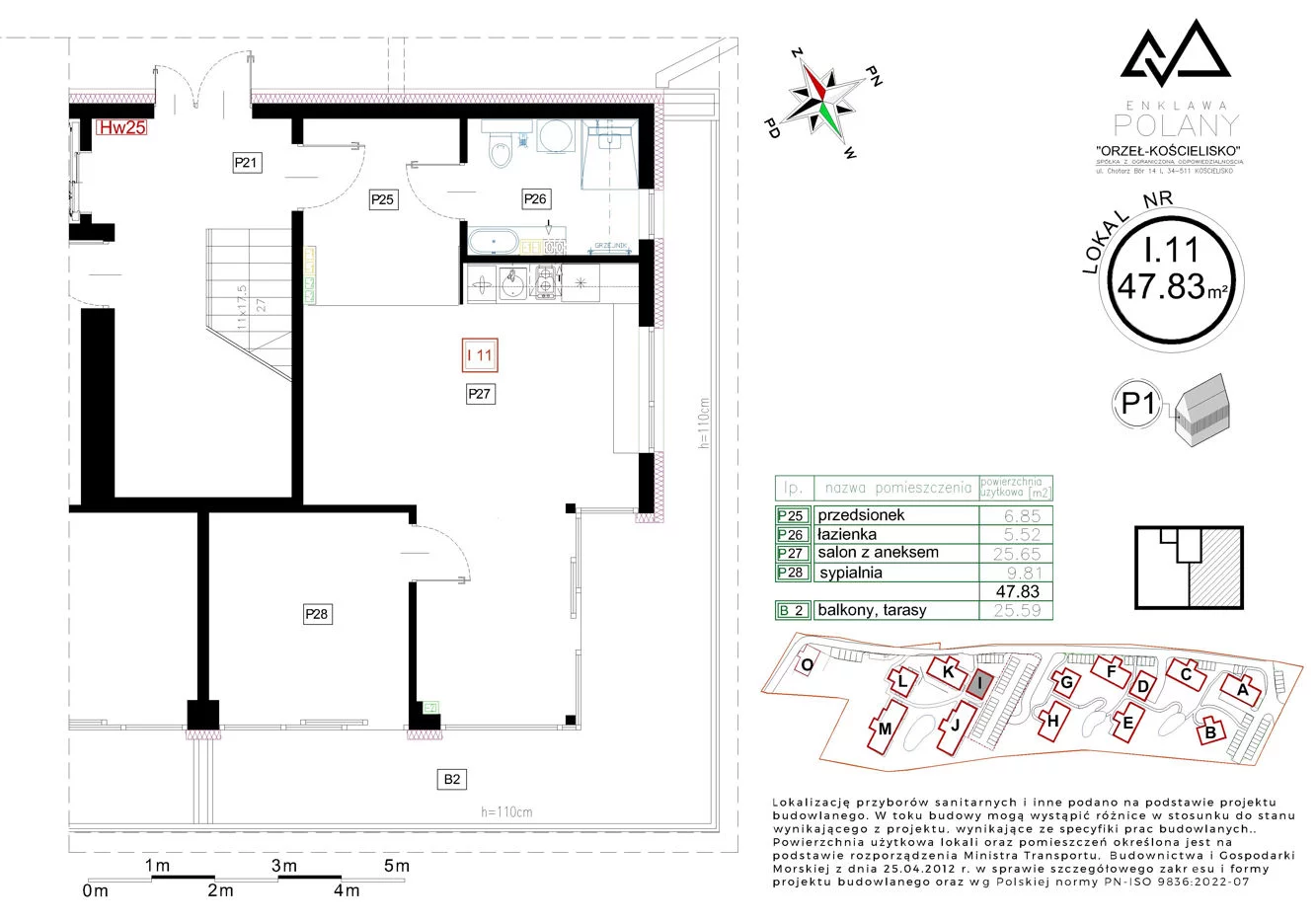 2 pokoje, apartament 47,83 m², parter, oferta nr I.11, Enklawa Polany, Kościelisko, ul. Chotarz Bór 14 A-M