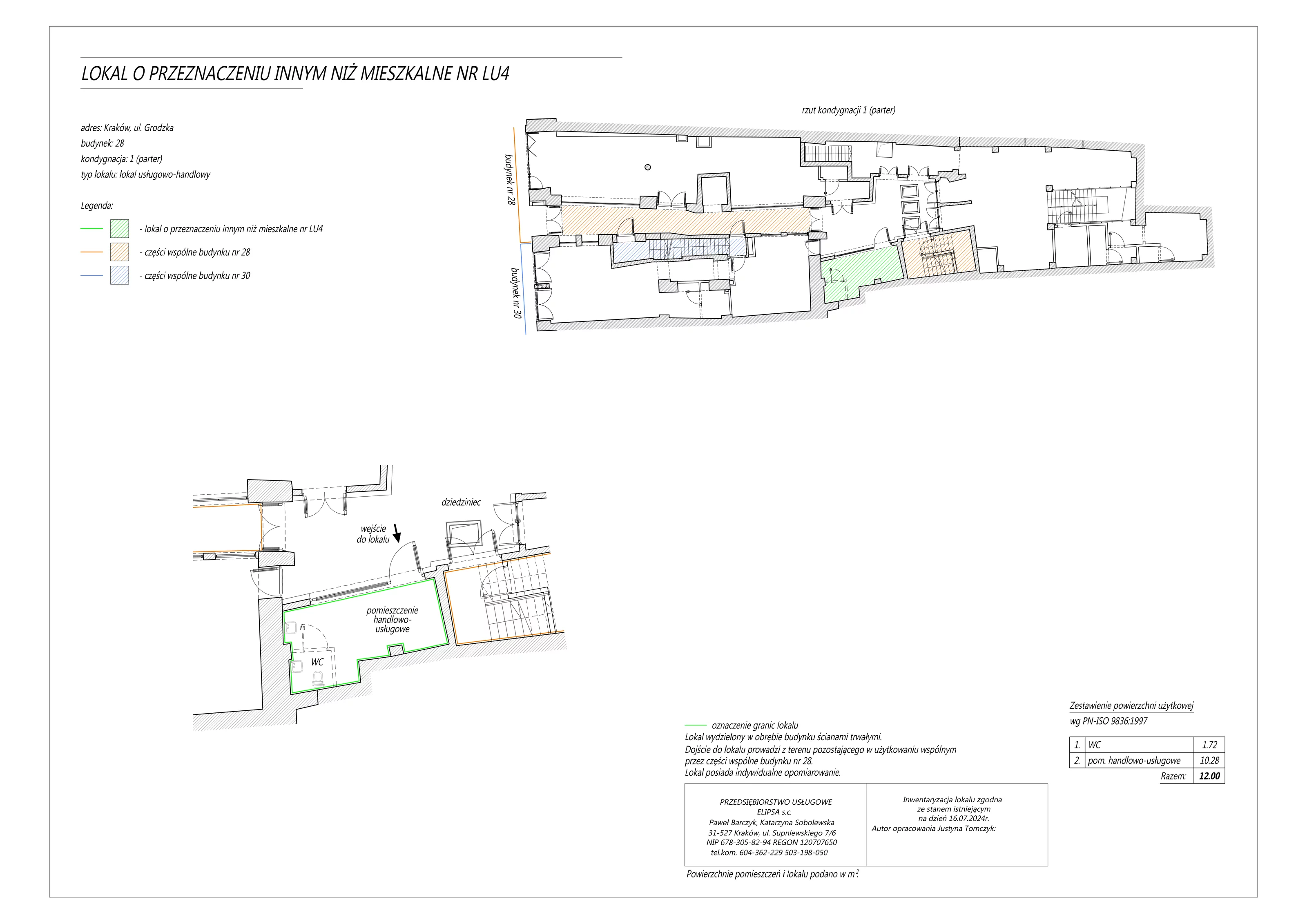 Lokal użytkowy 12,00 m², oferta nr LU3, Grodzka 28 - lokale użytkowe, Kraków, Stare Miasto, ul. Grodzka 28-idx