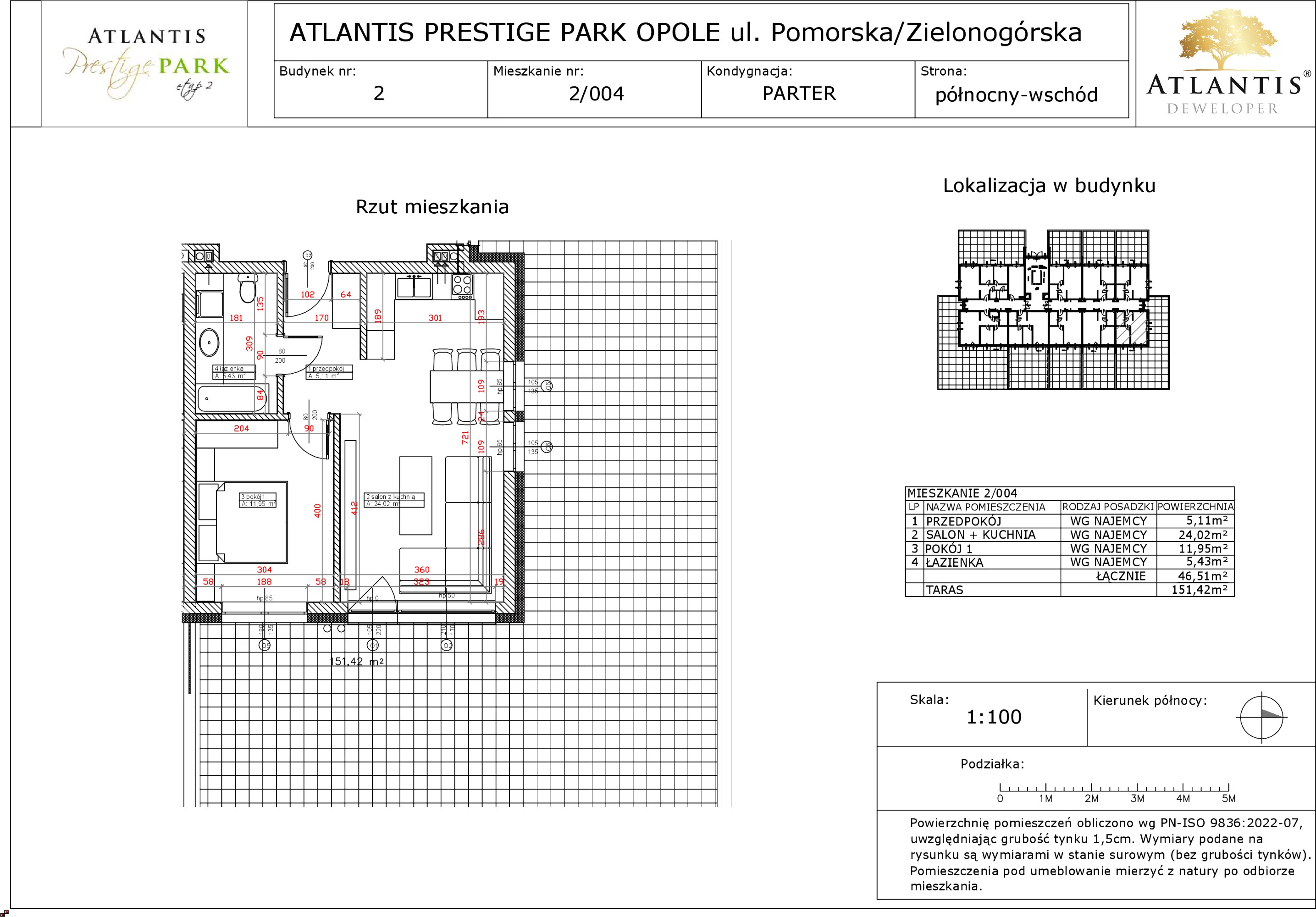 Apartament 46,51 m², parter, oferta nr 2/004, Atlantis Prestige Park, Opole, Malinka, ul. Pomorska / Zielonogórska / Harcmistrza Kamińskiego