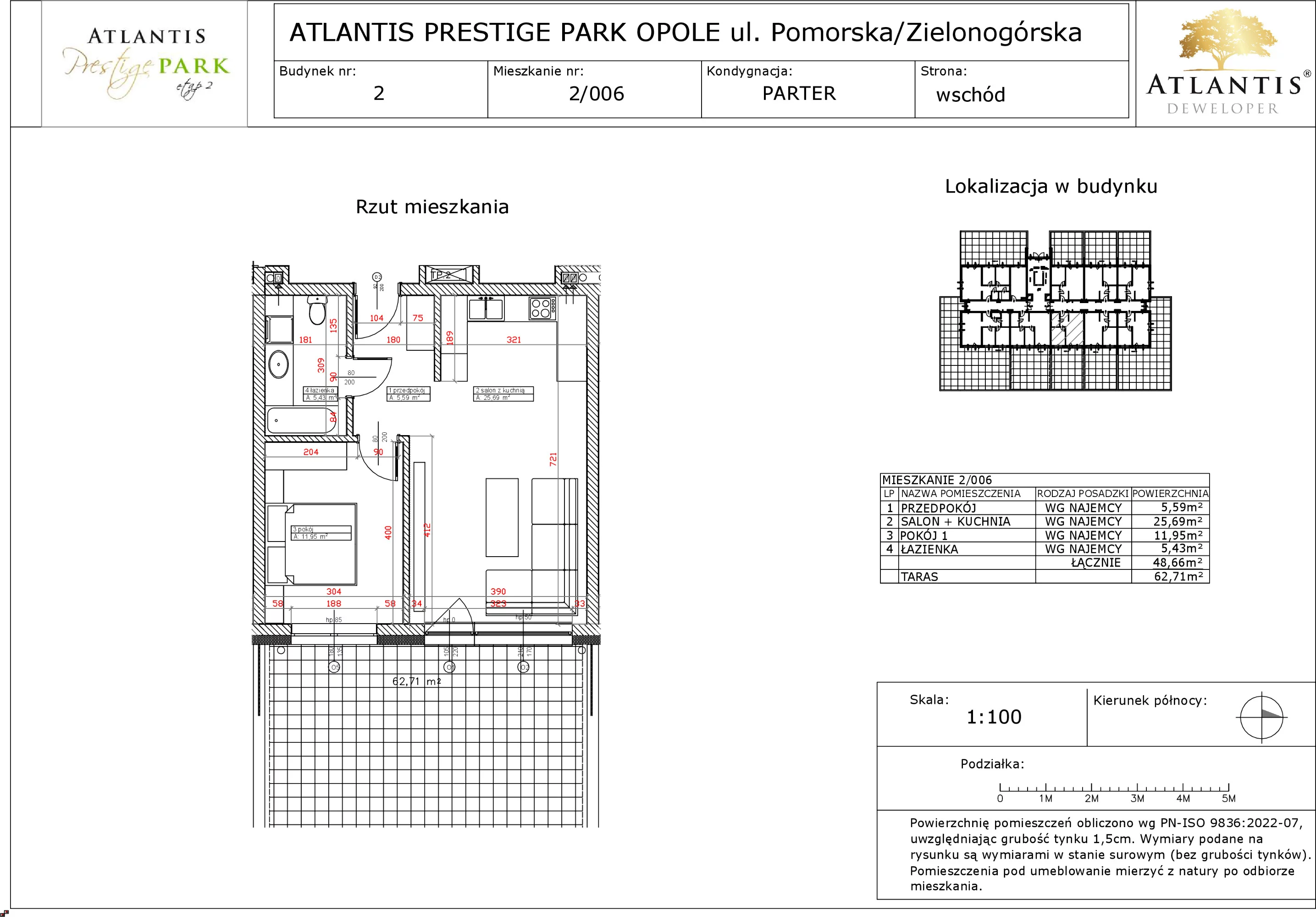 Apartament 48,66 m², parter, oferta nr 2/006, Atlantis Prestige Park, Opole, Malinka, ul. Pomorska / Zielonogórska / Harcmistrza Kamińskiego