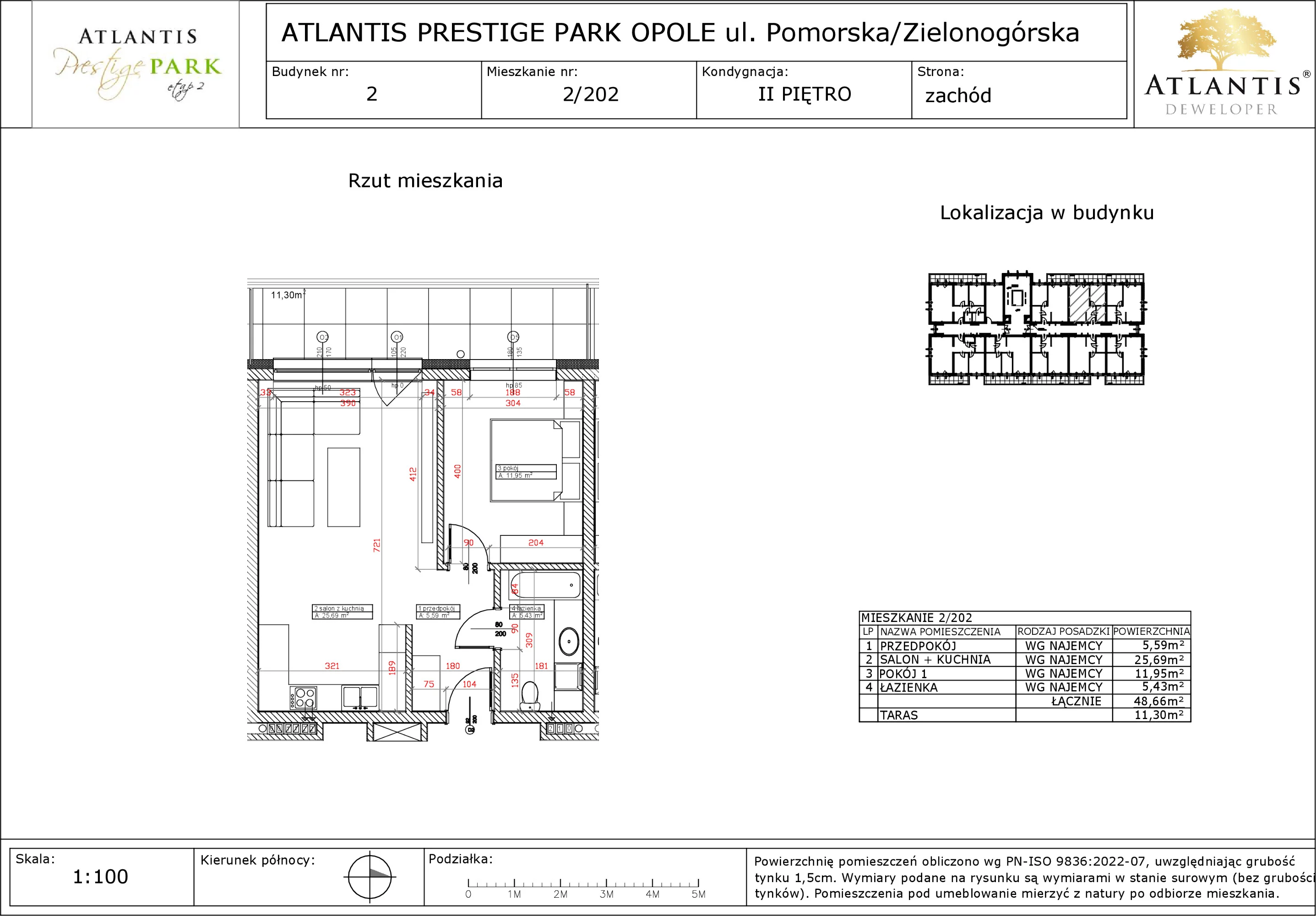 Apartament 48,66 m², piętro 2, oferta nr 2/202, Atlantis Prestige Park, Opole, Malinka, ul. Pomorska / Zielonogórska / Harcmistrza Kamińskiego