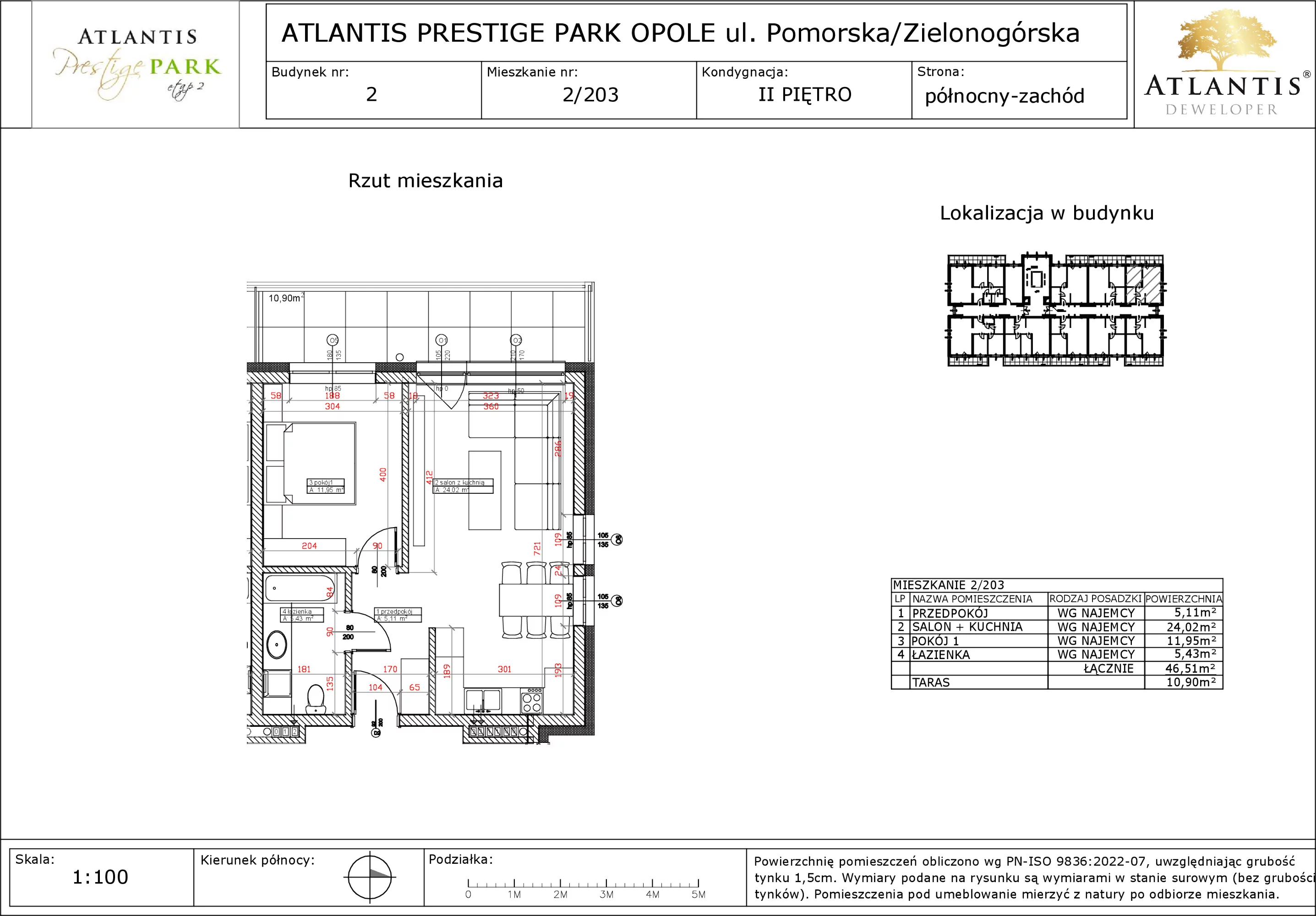 Apartament 46,51 m², piętro 2, oferta nr 2/203, Atlantis Prestige Park, Opole, Malinka, ul. Pomorska / Zielonogórska / Harcmistrza Kamińskiego