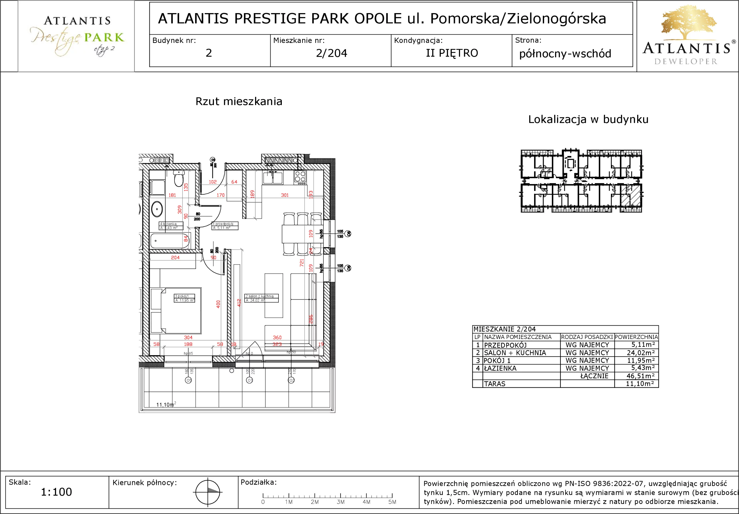 Apartament 46,51 m², piętro 2, oferta nr 2/204, Atlantis Prestige Park, Opole, Malinka, ul. Pomorska / Zielonogórska / Harcmistrza Kamińskiego