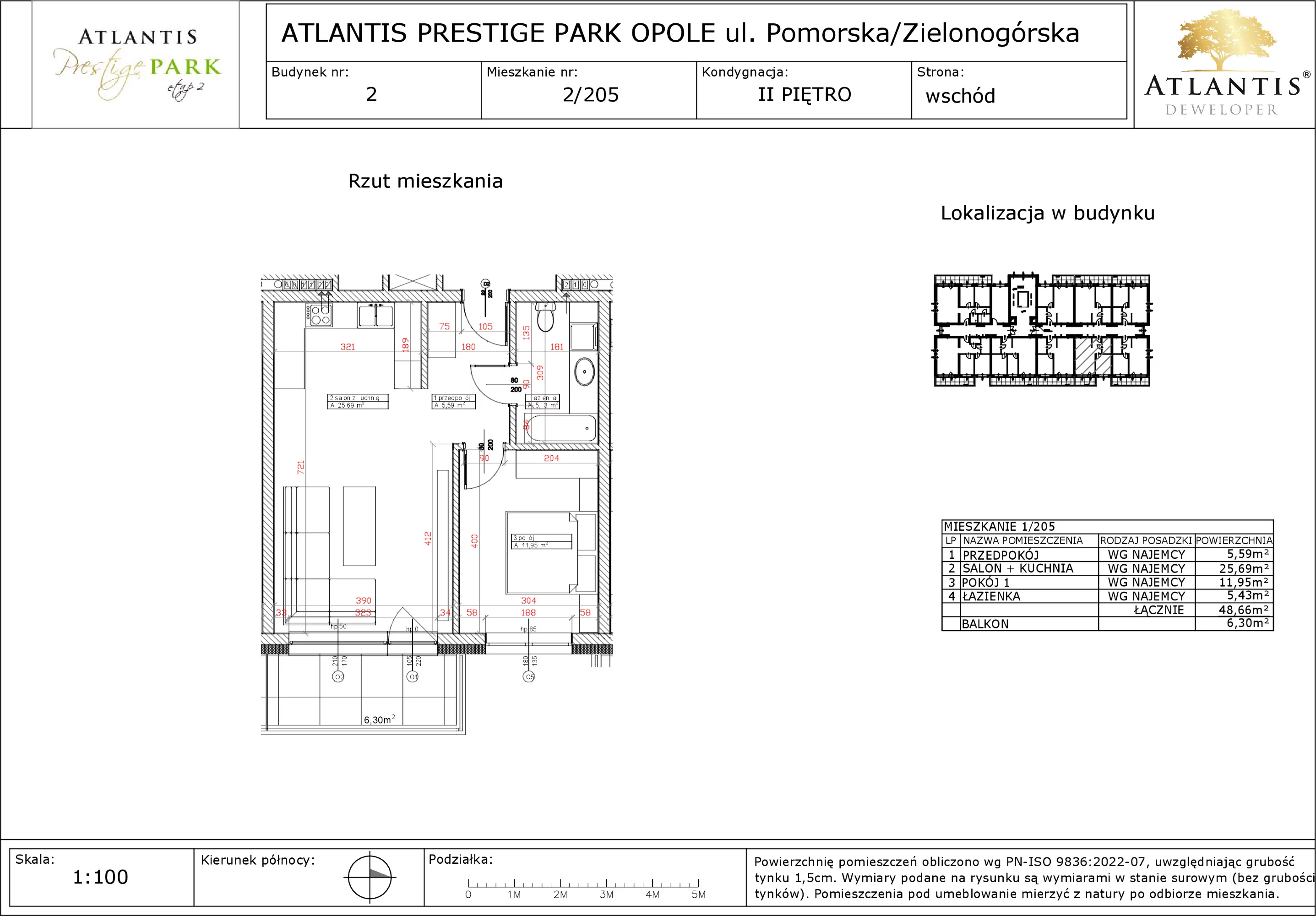 Apartament 48,66 m², piętro 2, oferta nr 2/205, Atlantis Prestige Park, Opole, Malinka, ul. Pomorska / Zielonogórska / Harcmistrza Kamińskiego