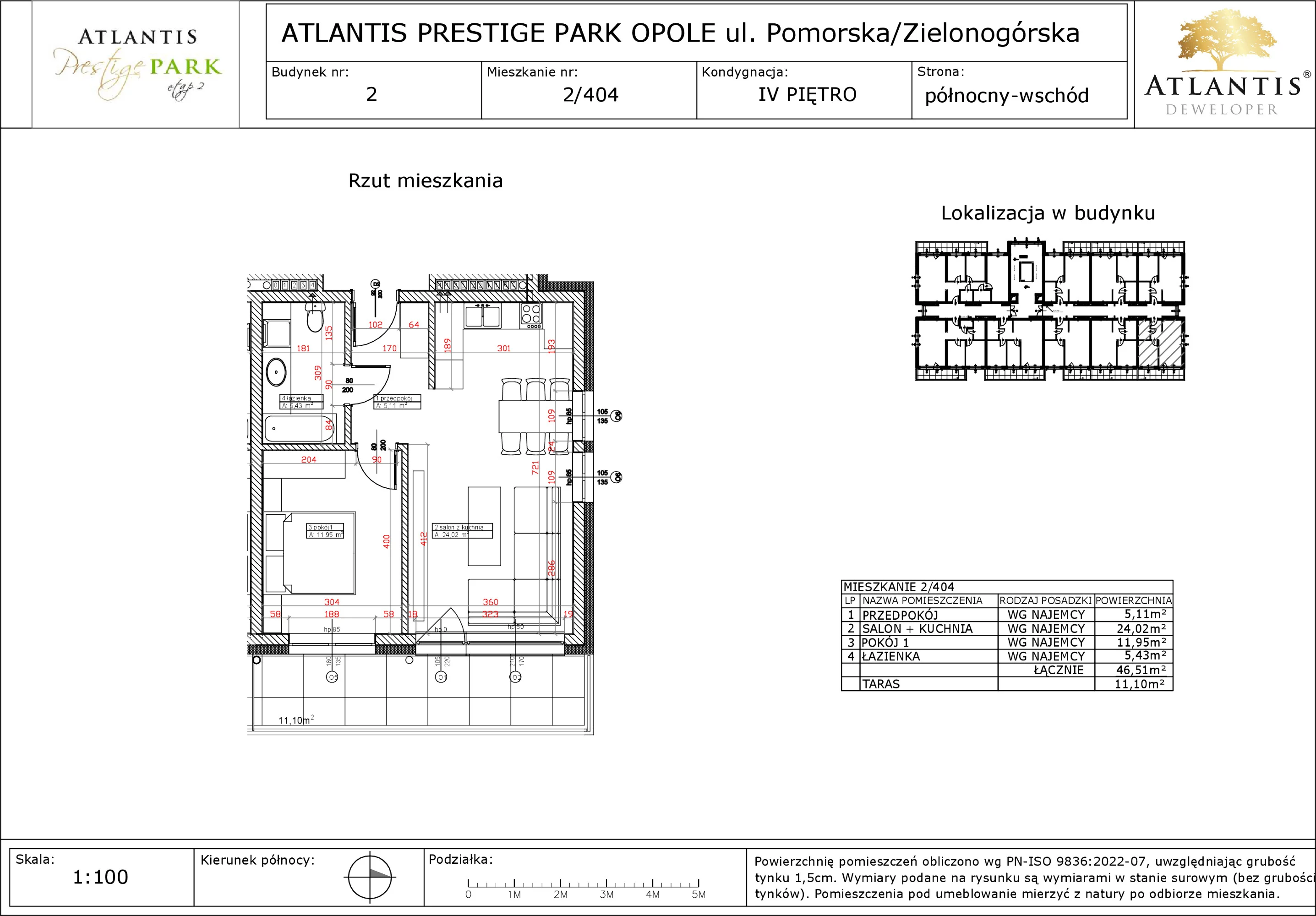 Apartament 46,51 m², piętro 4, oferta nr 2/404, Atlantis Prestige Park, Opole, Malinka, ul. Pomorska / Zielonogórska / Harcmistrza Kamińskiego