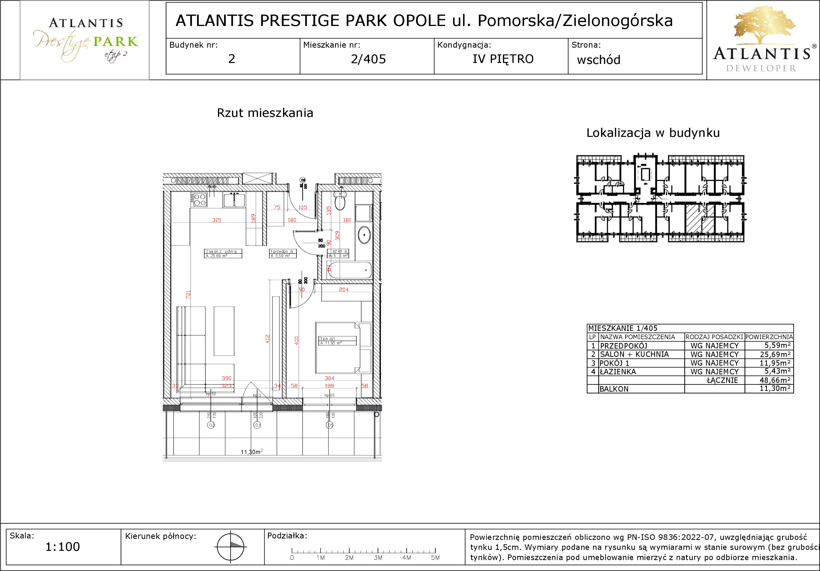 Apartament 48,66 m², piętro 4, oferta nr 2/405, Atlantis Prestige Park, Opole, Malinka, ul. Pomorska / Zielonogórska / Harcmistrza Kamińskiego