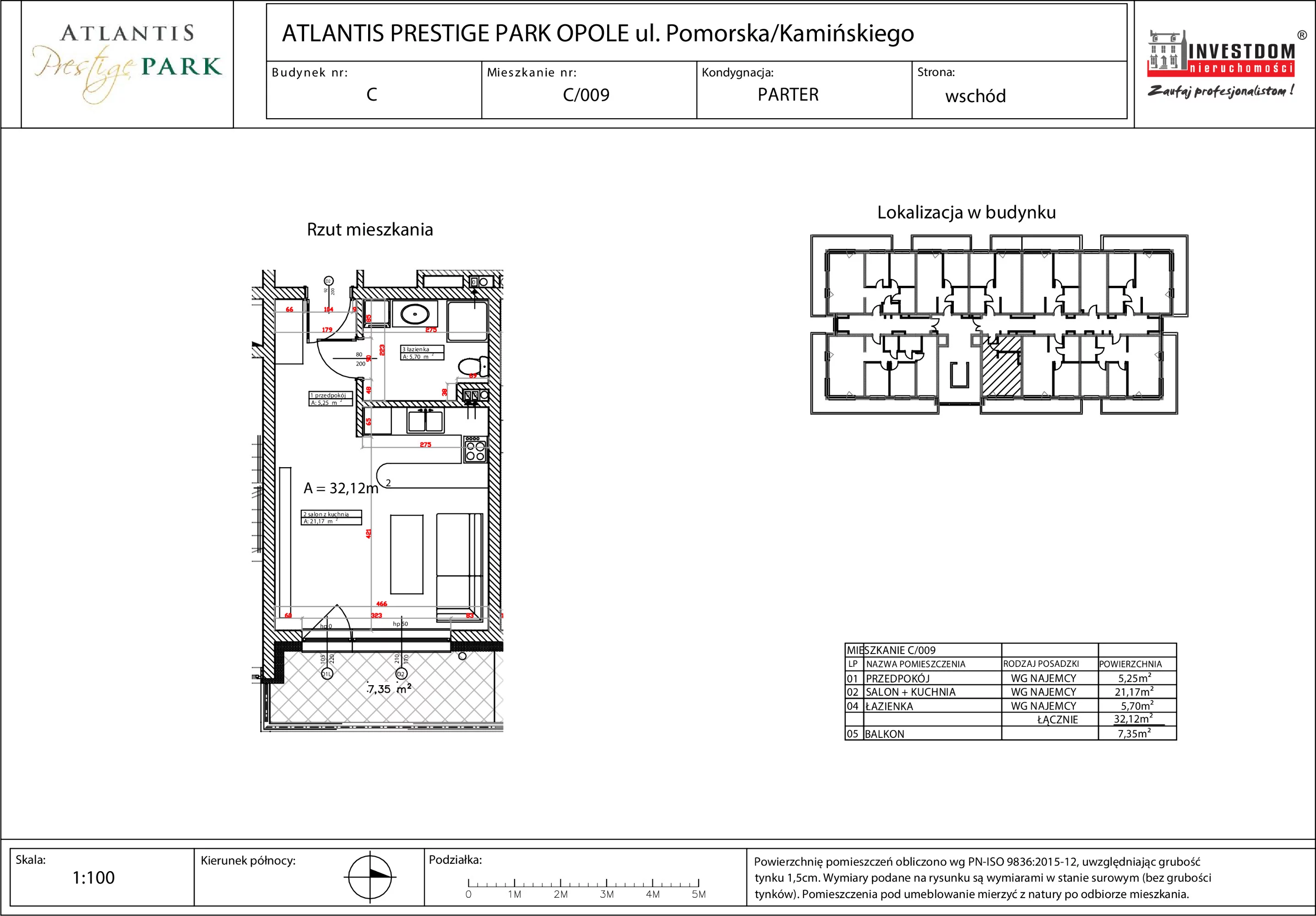 Apartament 32,12 m², parter, oferta nr C/009, Atlantis Prestige Park, Opole, Malinka, ul. Pomorska / Zielonogórska / Harcmistrza Kamińskiego