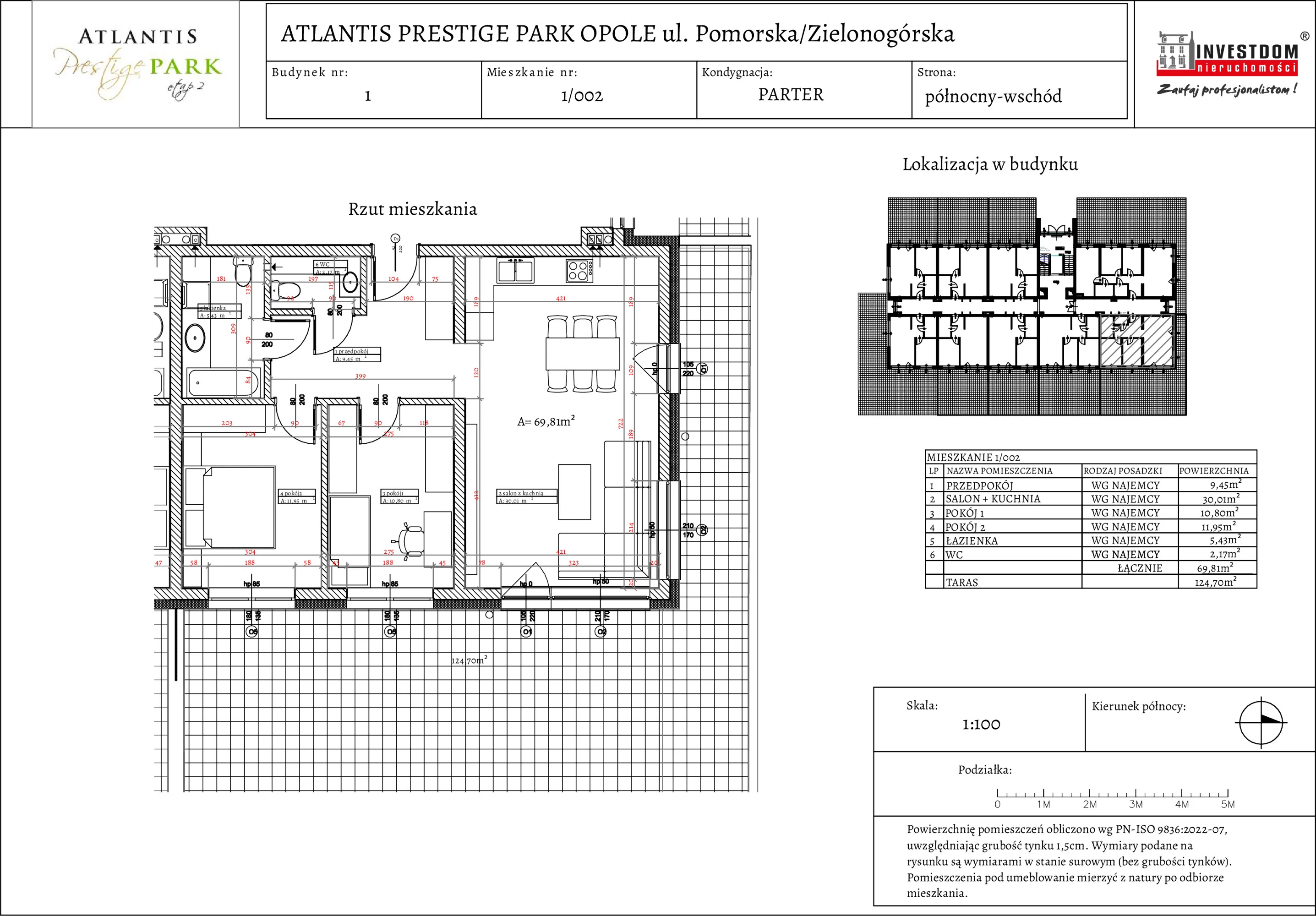 Apartament 69,81 m², parter, oferta nr 1/002, Atlantis Prestige Park Etap 2, Opole, Malinka, ul. Pomorska / Zielonogórska / Harcmistrza Kamińskiego