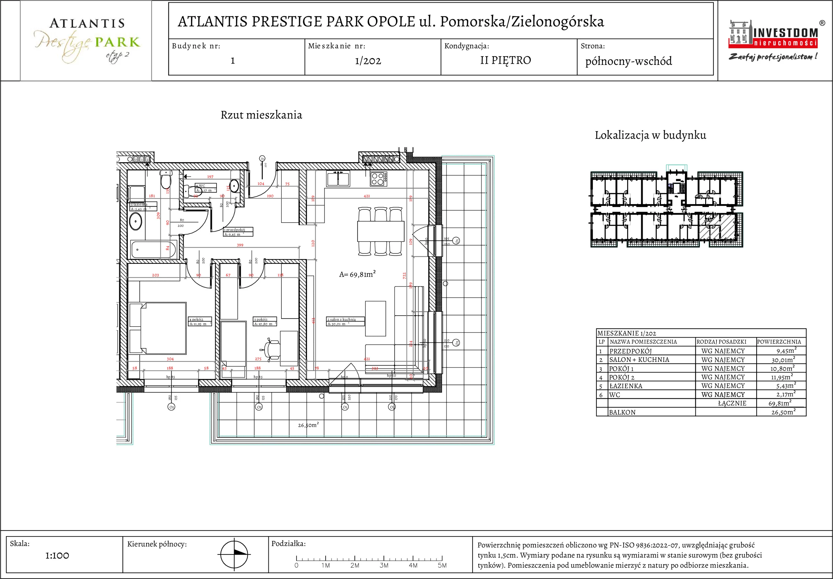 Apartament 69,81 m², piętro 2, oferta nr 1/202, Atlantis Prestige Park Etap 2, Opole, Malinka, ul. Pomorska / Zielonogórska / Harcmistrza Kamińskiego