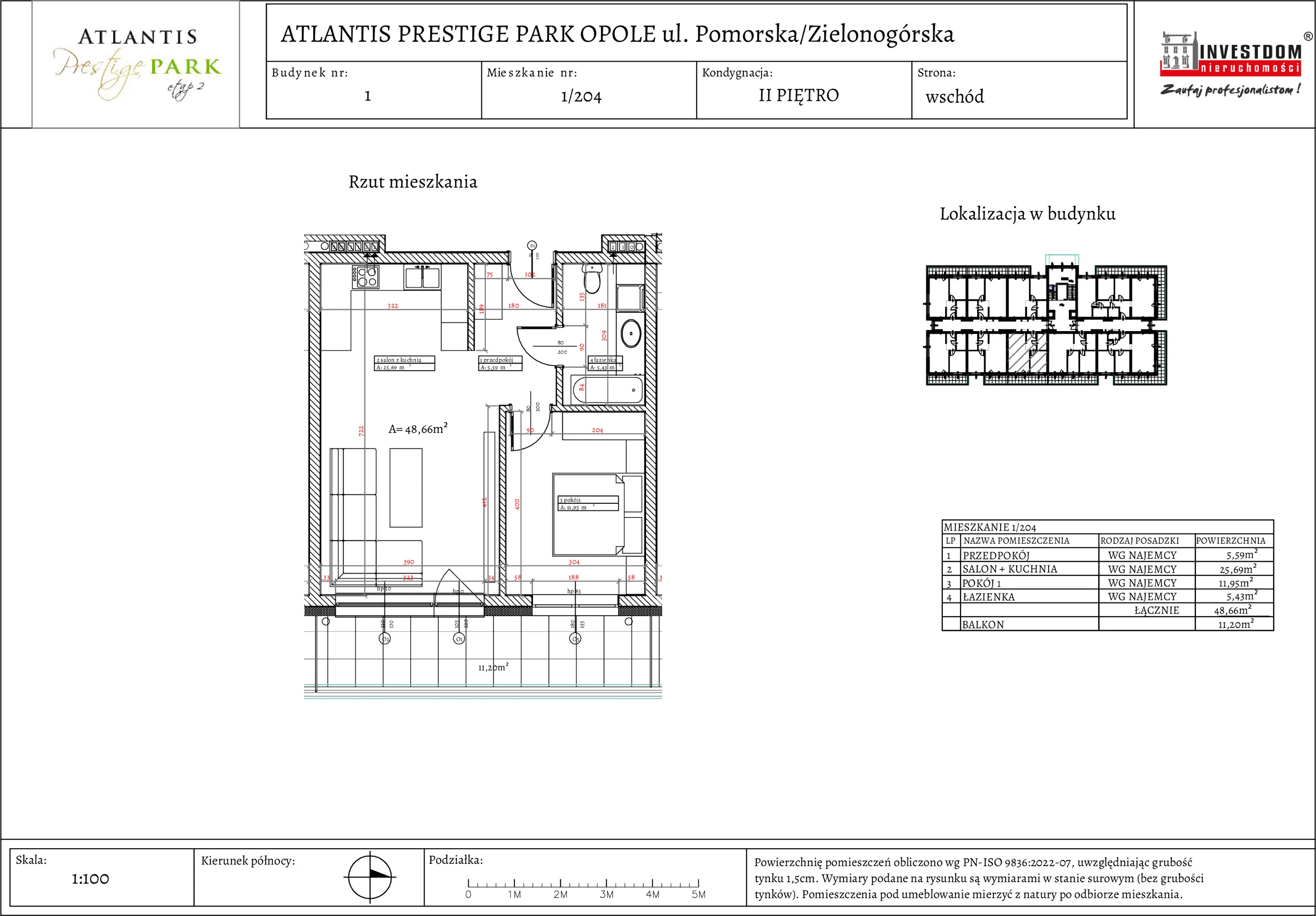 Apartament 48,66 m², piętro 2, oferta nr 1/204, Atlantis Prestige Park, Opole, Malinka, ul. Pomorska / Zielonogórska / Harcmistrza Kamińskiego