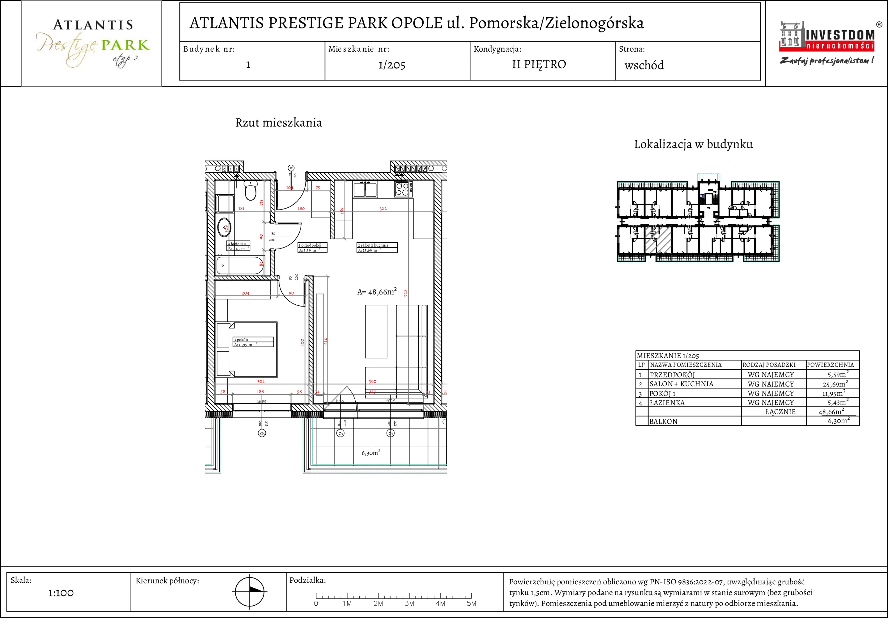 Apartament 48,66 m², piętro 2, oferta nr 1/205, Atlantis Prestige Park, Opole, Malinka, ul. Pomorska / Zielonogórska / Harcmistrza Kamińskiego