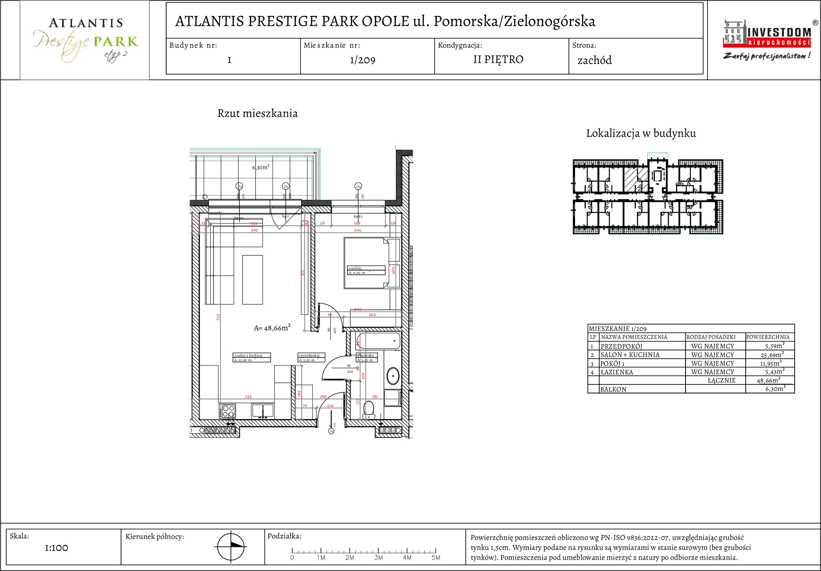 Apartament 48,66 m², piętro 2, oferta nr 1/209, Atlantis Prestige Park, Opole, Malinka, ul. Pomorska / Zielonogórska / Harcmistrza Kamińskiego