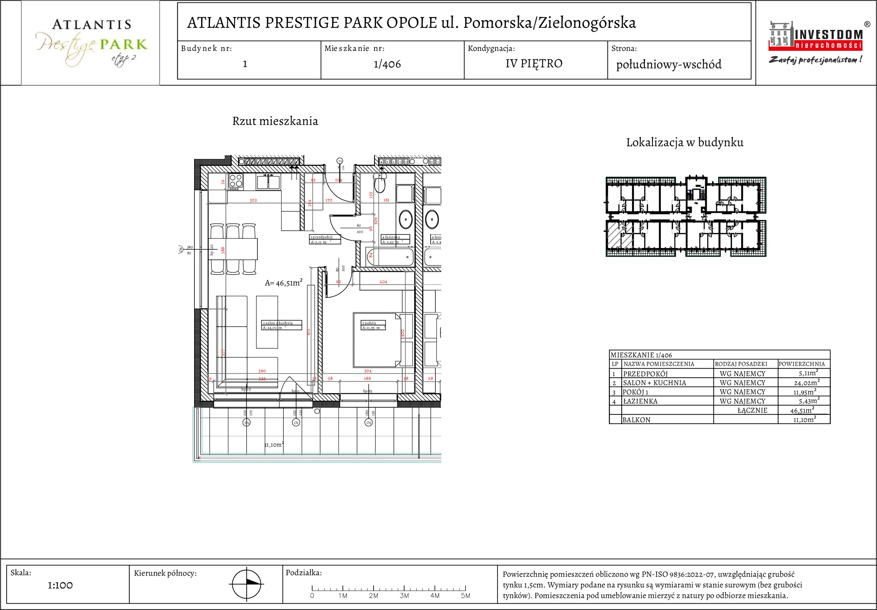 Apartament 46,51 m², piętro 4, oferta nr 1/406, Atlantis Prestige Park, Opole, Malinka, ul. Pomorska / Zielonogórska / Harcmistrza Kamińskiego