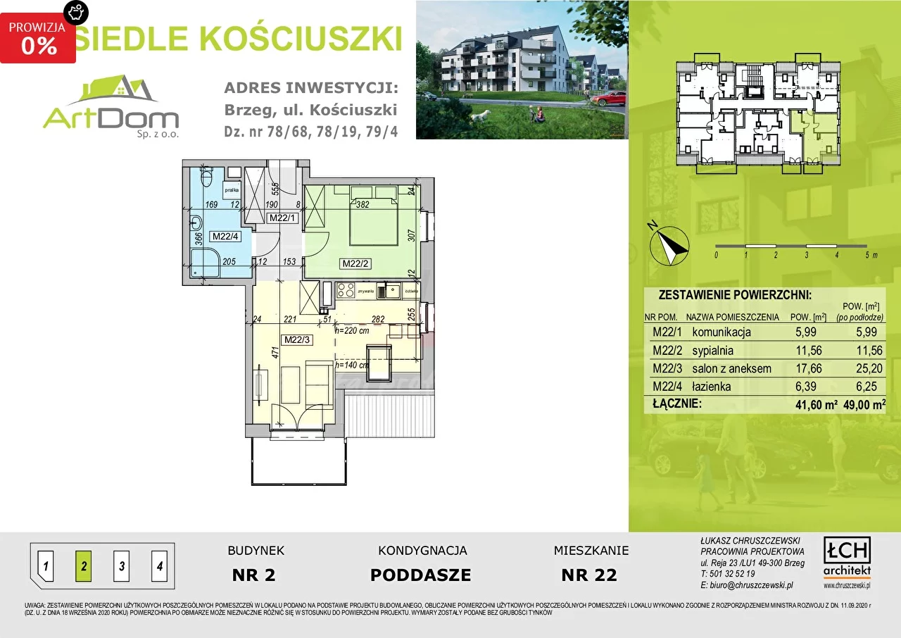 2 pokoje, mieszkanie 41,60 m², piętro 3, oferta nr , 16016, Brzeg