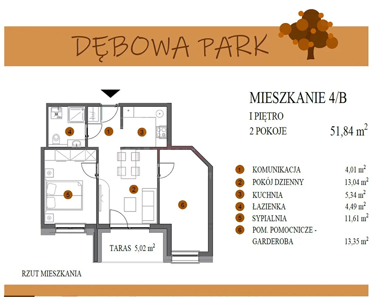 2 pokoje, mieszkanie 51,84 m², piętro 1, oferta nr , 15420, Gogolin