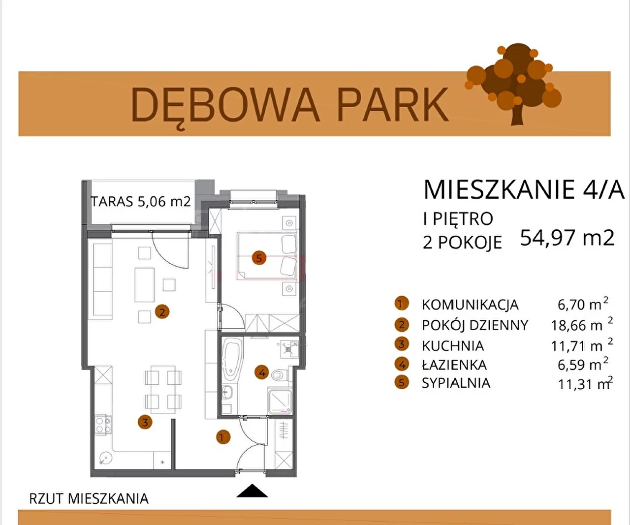 2 pokoje, mieszkanie 54,97 m², piętro 1, oferta nr , 15417, Gogolin