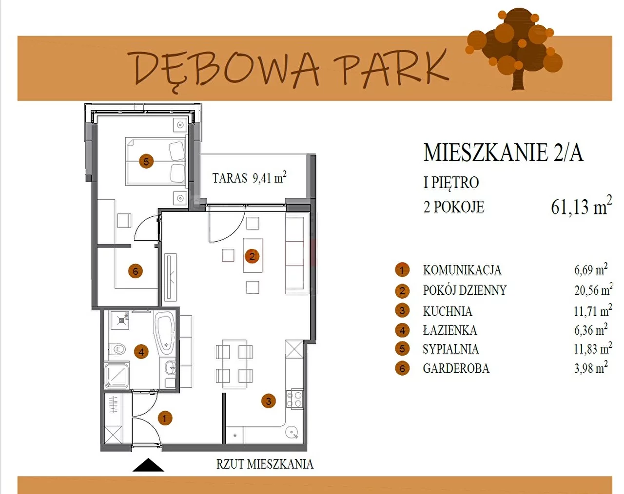 2 pokoje, mieszkanie 61,13 m², piętro 1, oferta nr , 15419, Gogolin