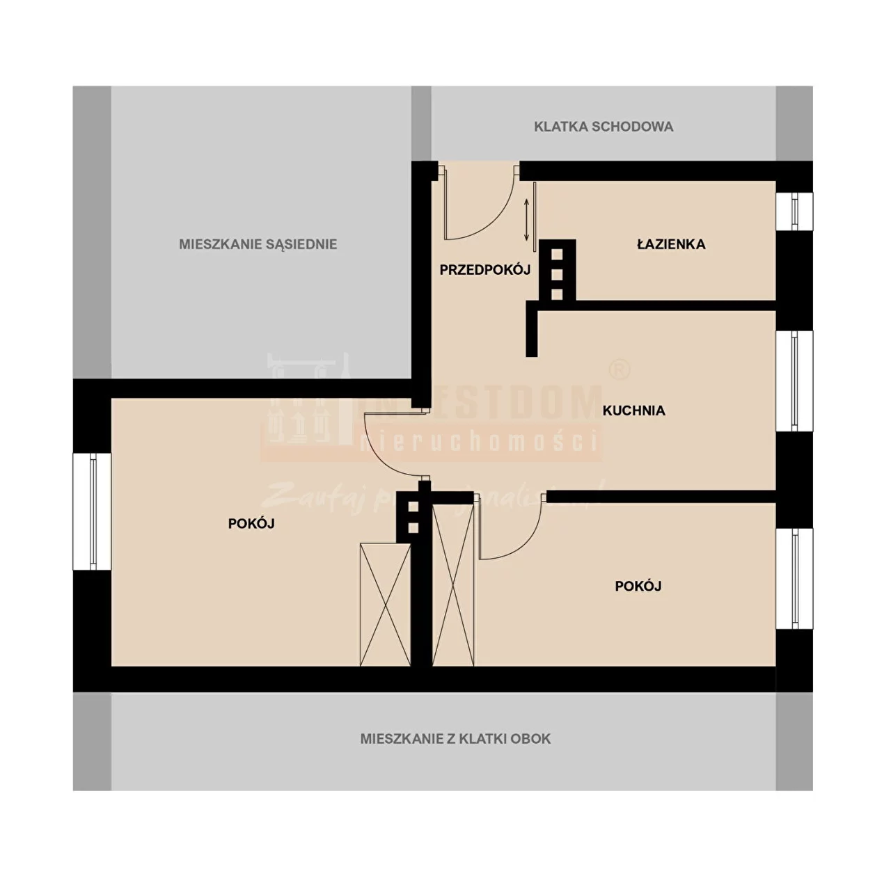 2 pokoje, mieszkanie 39,65 m², piętro 1, oferta nr , 15992, Opole
